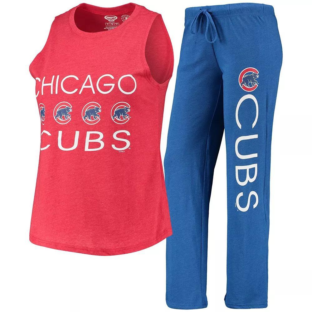 Women's Concepts Sport Royal/Red Chicago Cubs Meter Muscle Tank Top & Pants Sleep Set, Size: Small, Blue Product Image