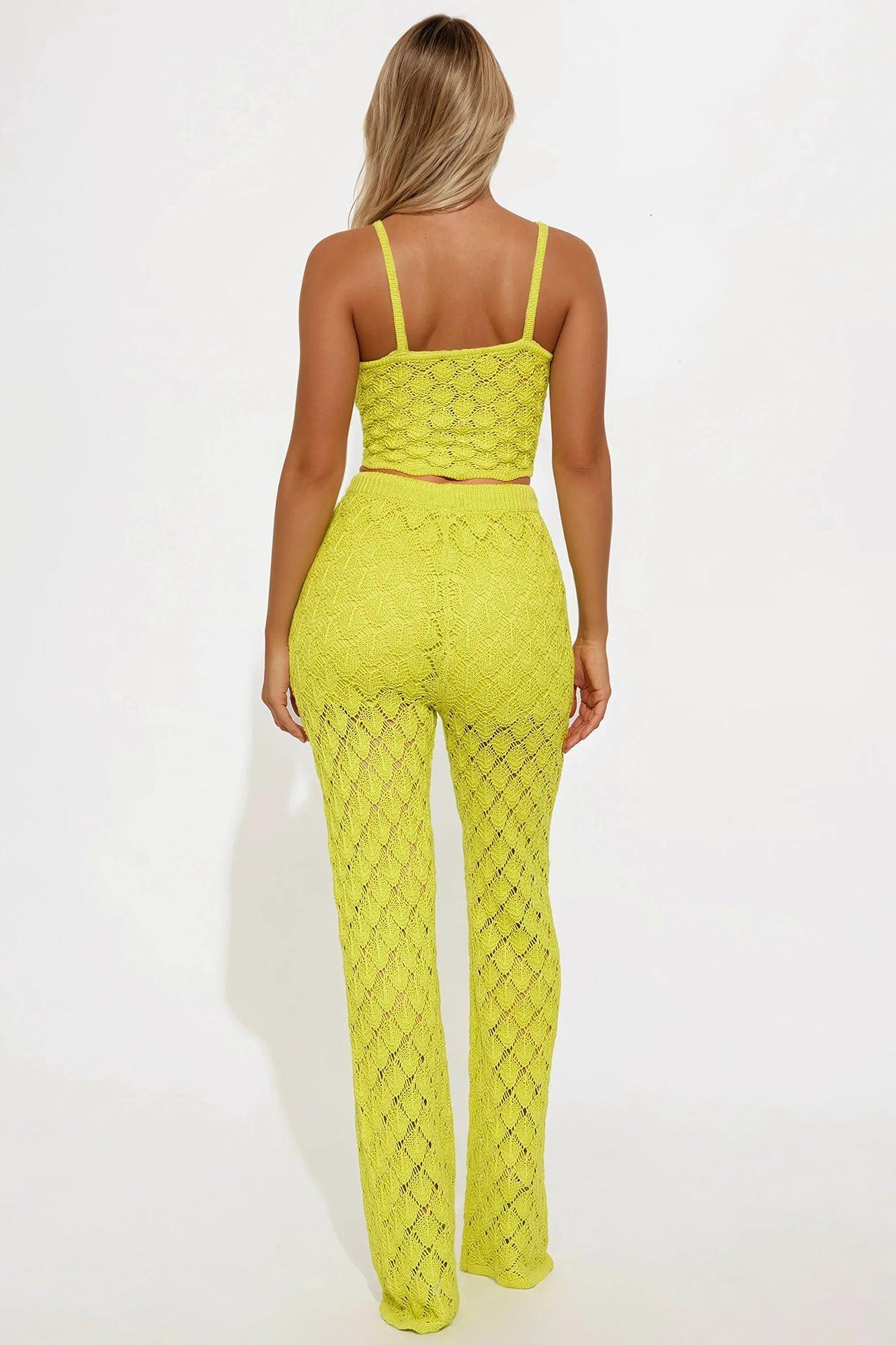 Nellie Crochet Pant Set - Green Product Image