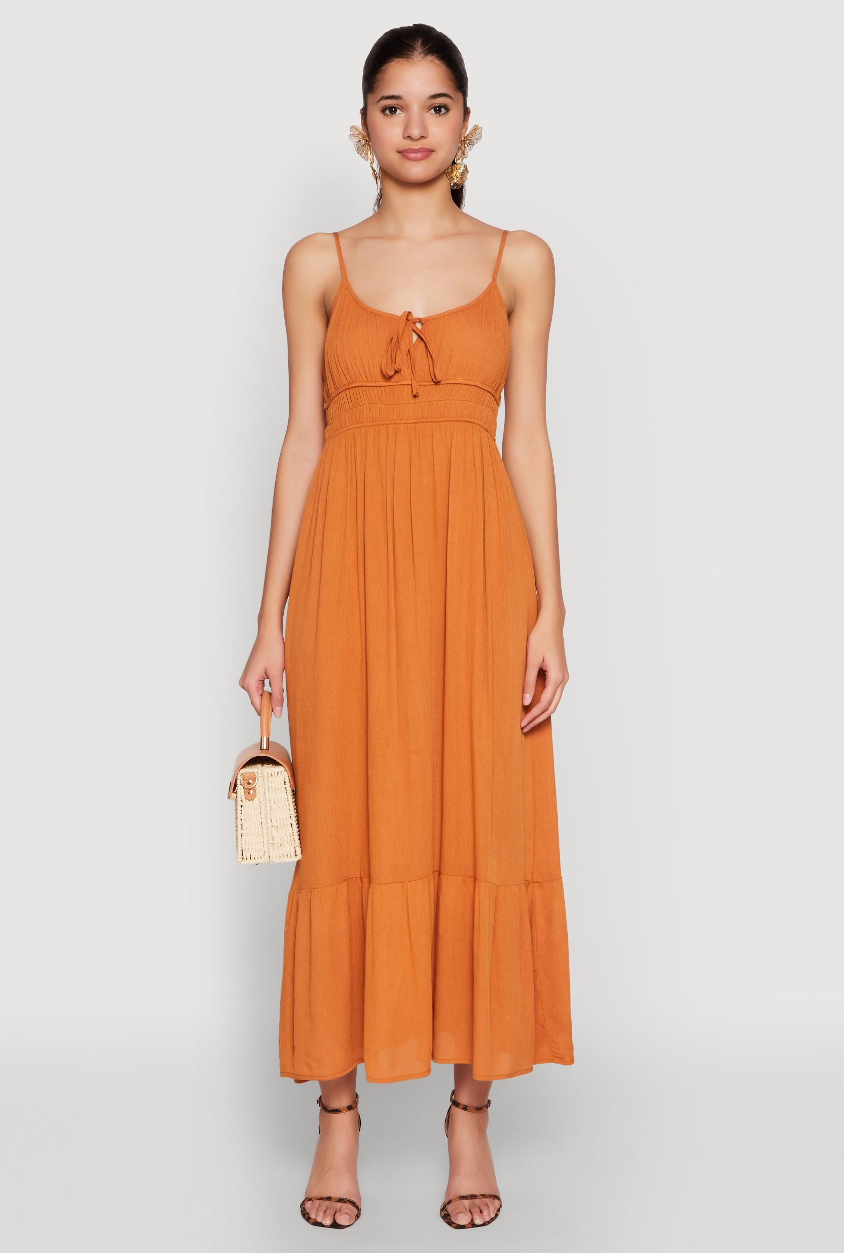 Womens Tie Front Keyhole Maxi Dress Product Image