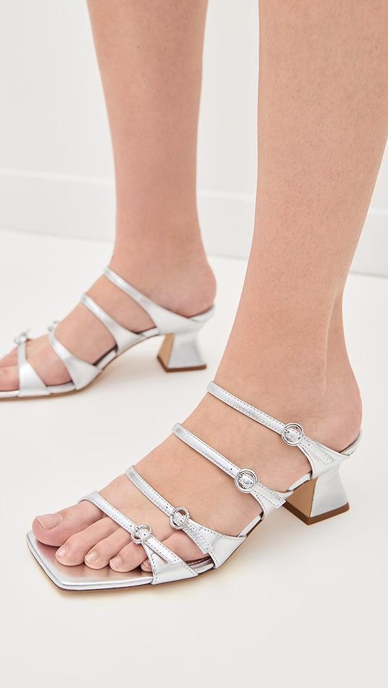 AEYDE Eanna Laminated Nappa Leather Silver Sandals | Shopbop Product Image