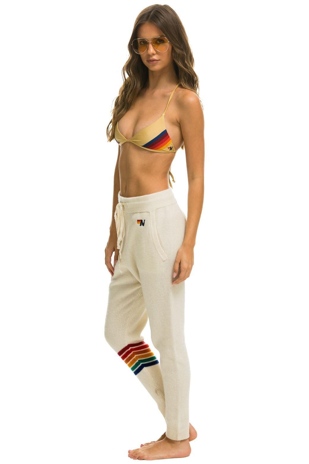 RAINBOW 6 STRIPE CASHMERE RELAXED FIT PANT - VINTAGE WHITE Female Product Image