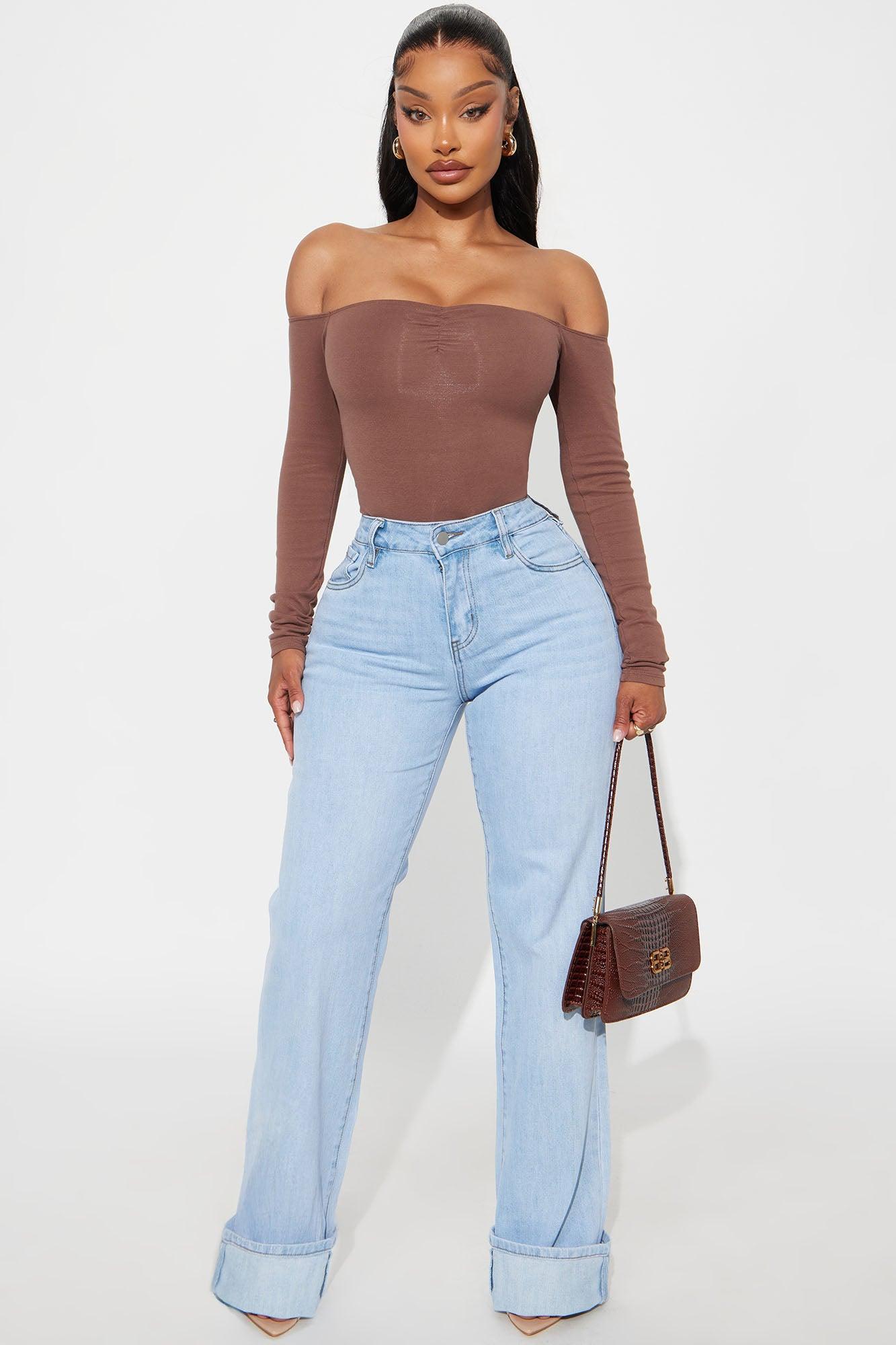 Kelly  Off Shoulder Bodysuit - Mocha Product Image