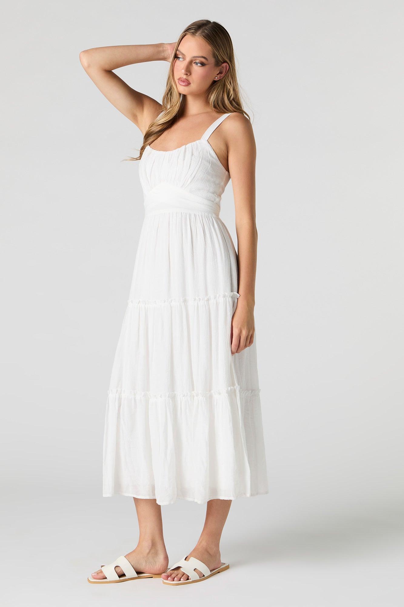 Tie Back Tiered Midi Dress Female Product Image