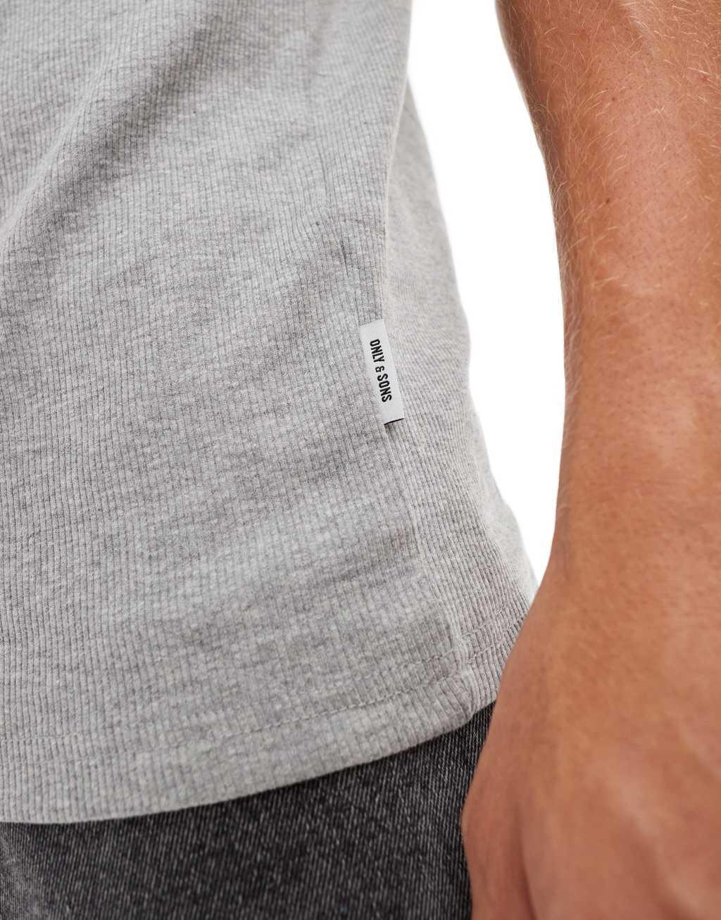 ONLY & SONS 3 pack tank top in black white & light gray Product Image