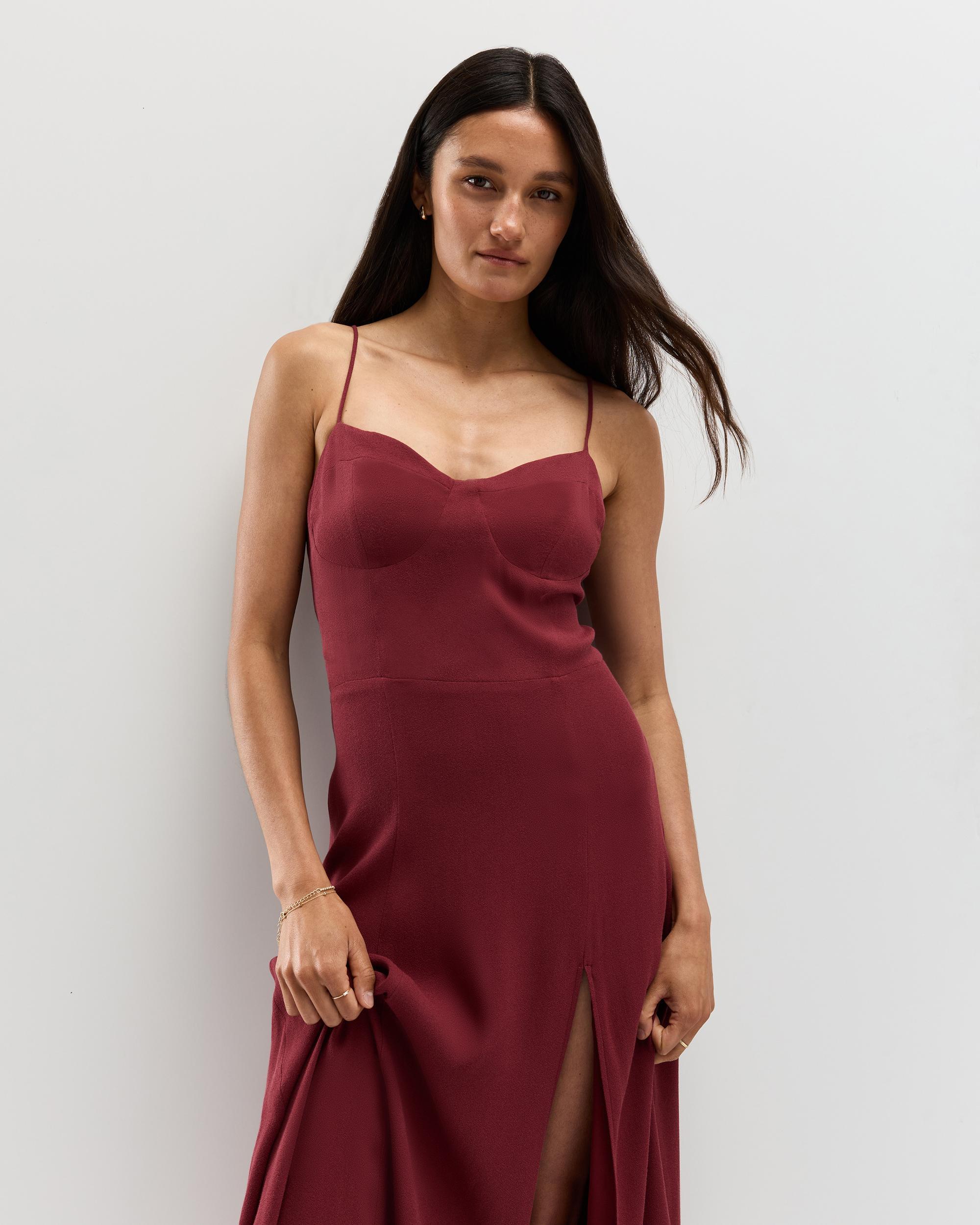 Quince | Women's Lightweight Crepe Sweetheart Midi Dress Viscose Product Image