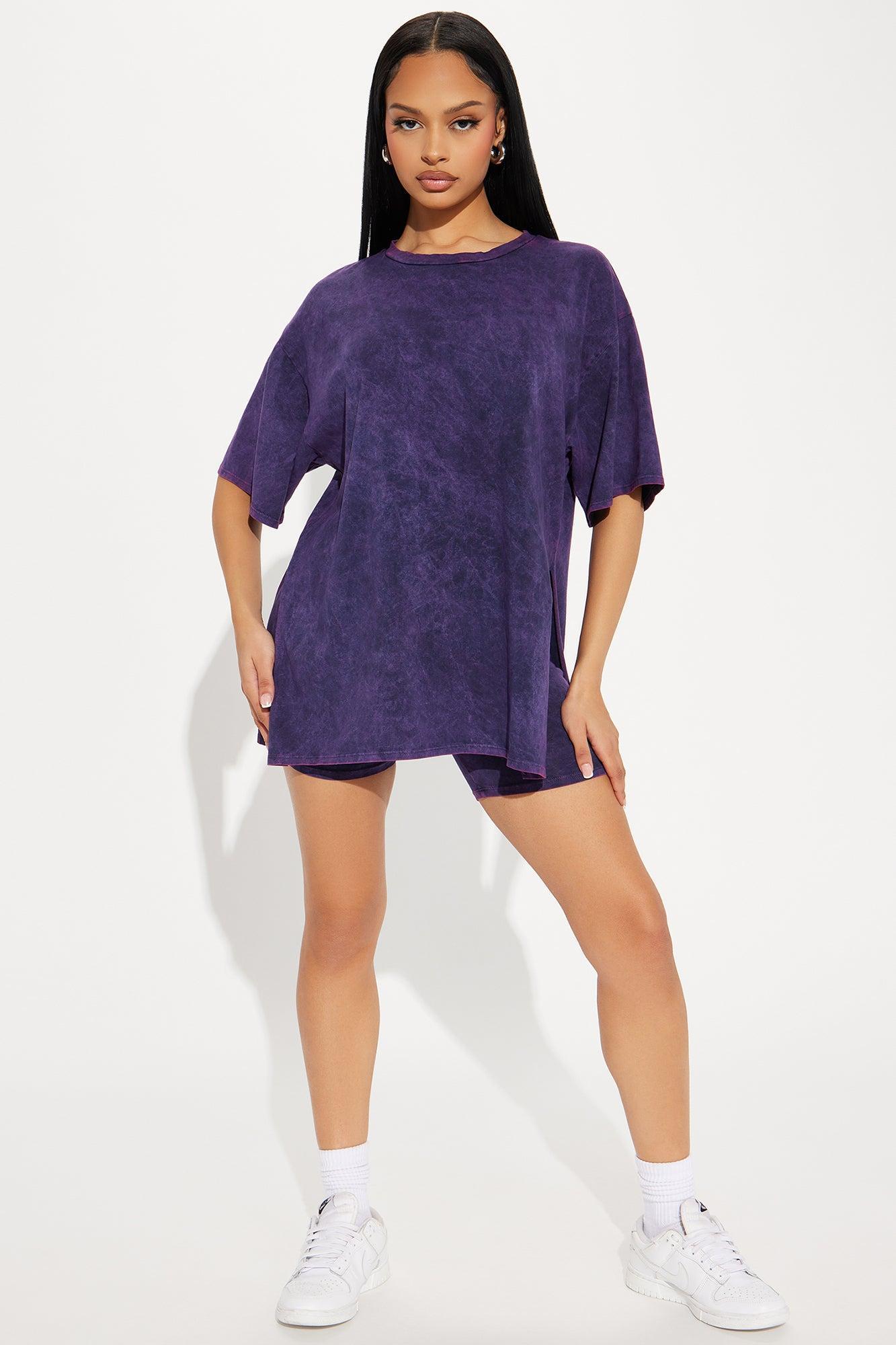 Not Social Washed Short Set - Purple Product Image