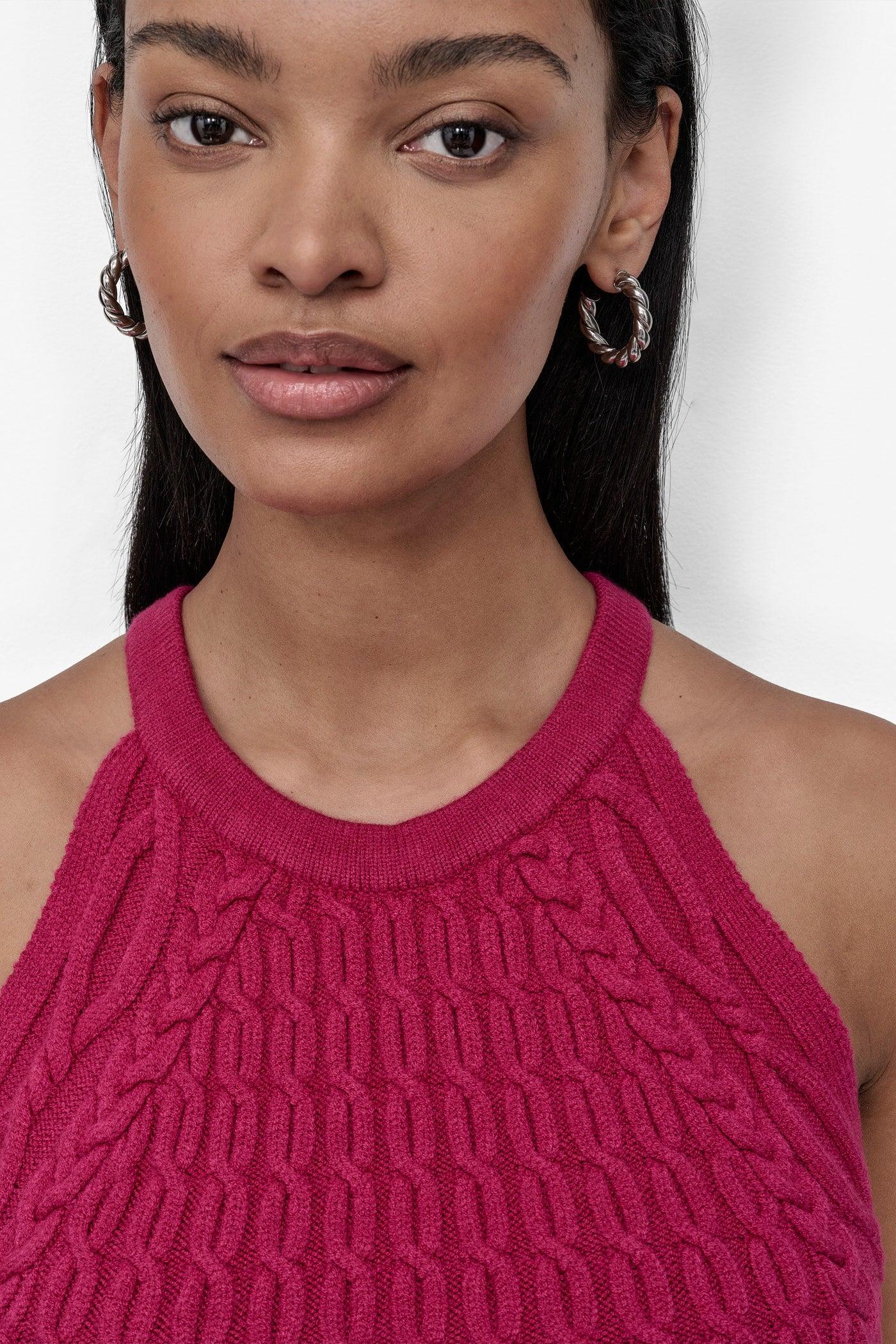 CABLE-KNIT HALTER-STYLE SWEATER Product Image