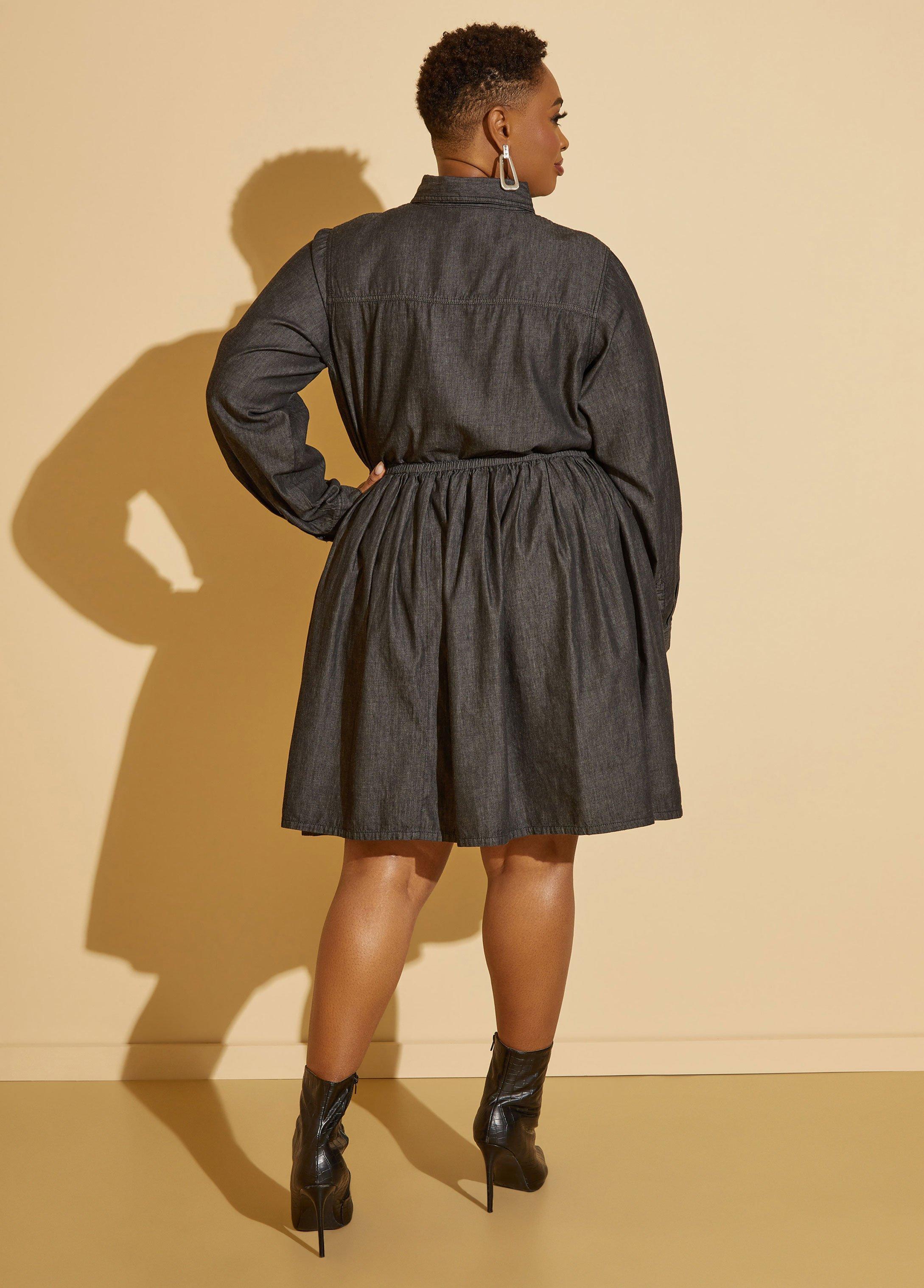 Denim A Line Shirtdress Product Image