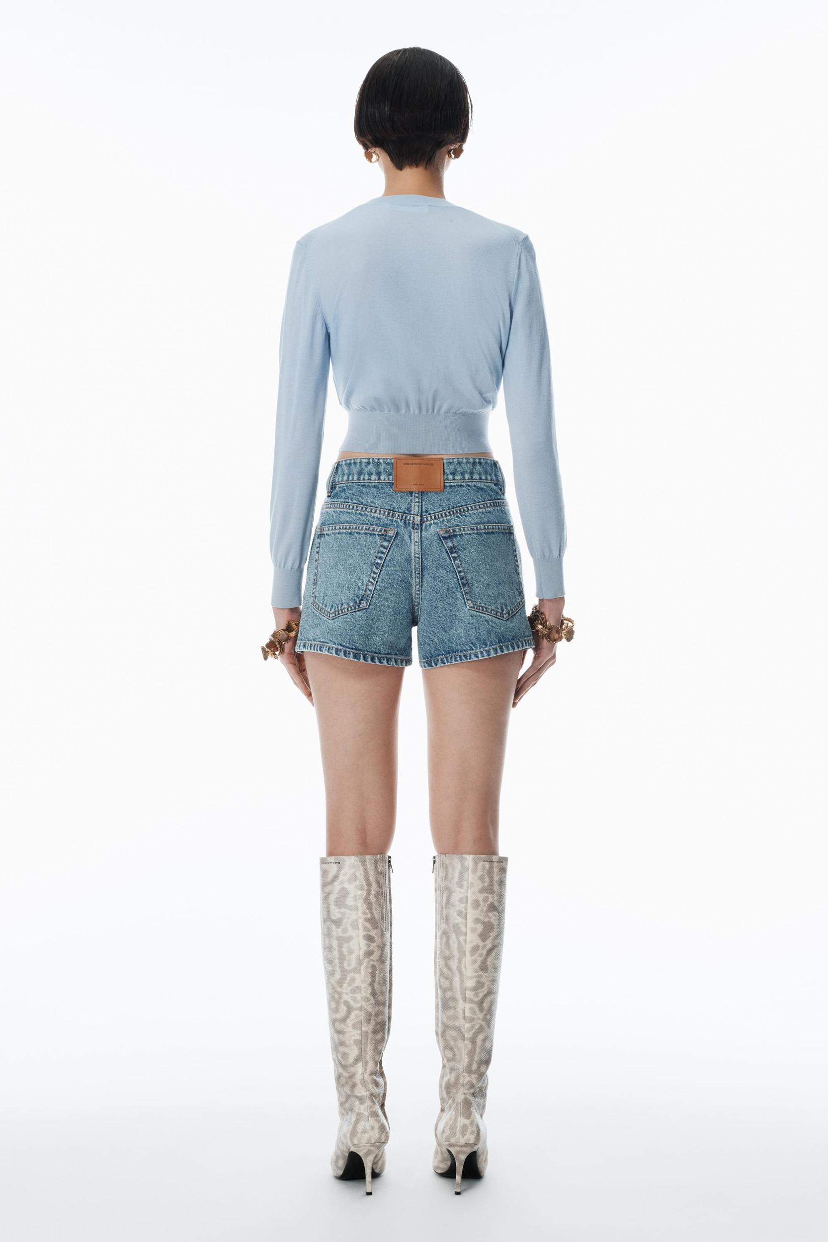 Logo Cropped Cardigan In Superfine Merino Product Image