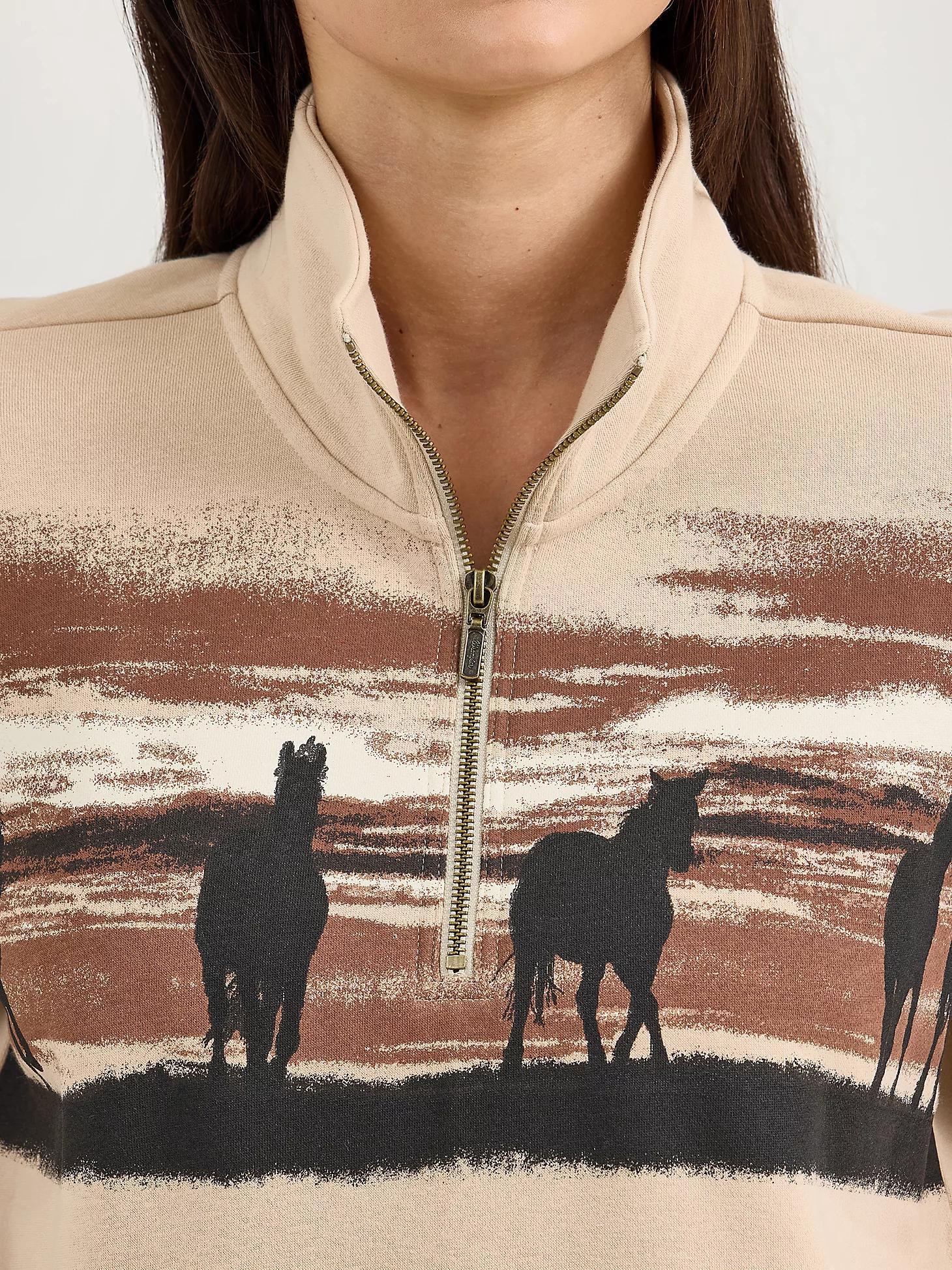 Women's Western Quarter Zip Sweatshirt in Cream Product Image