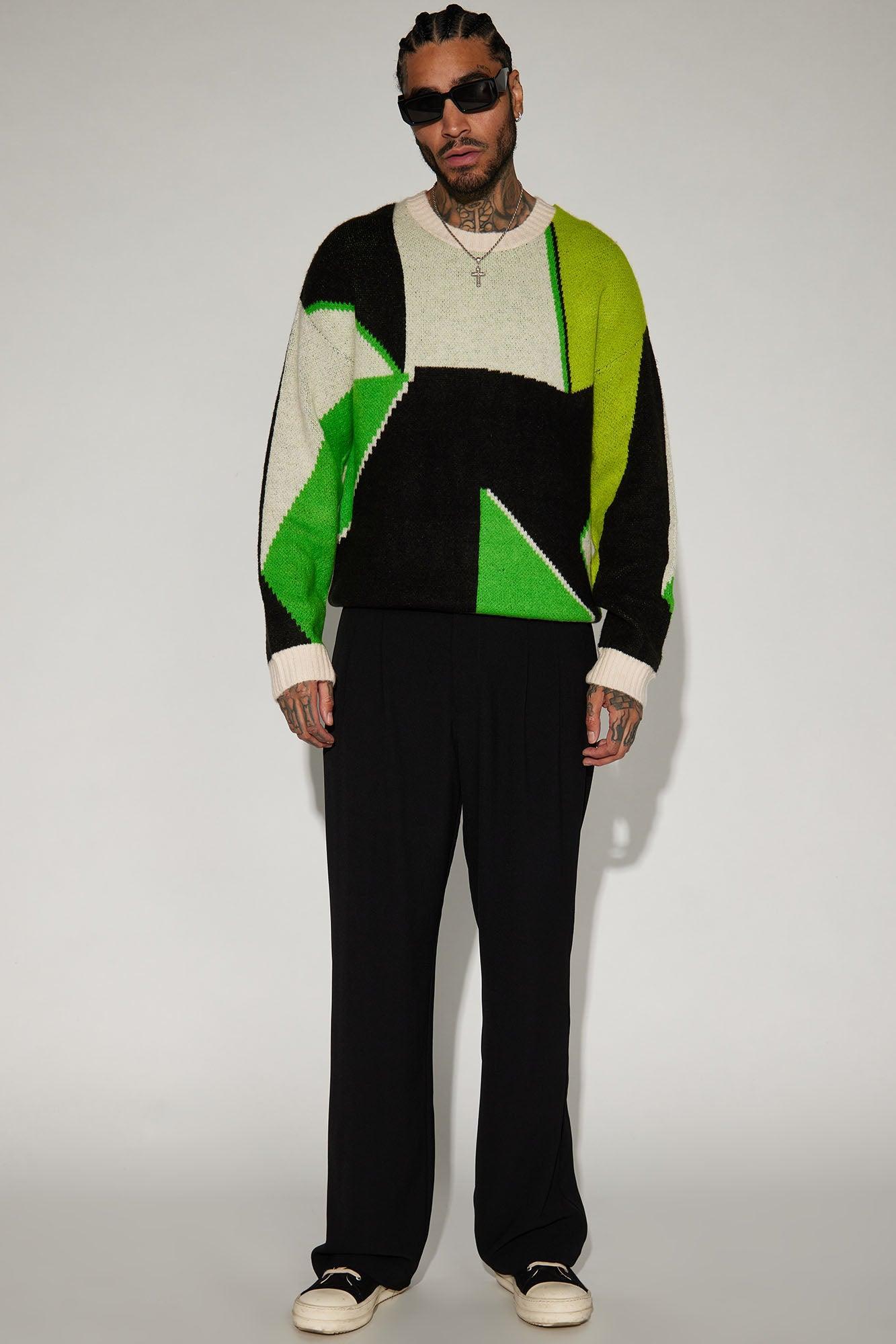 Worth It Crewneck Sweater - Green/combo Product Image