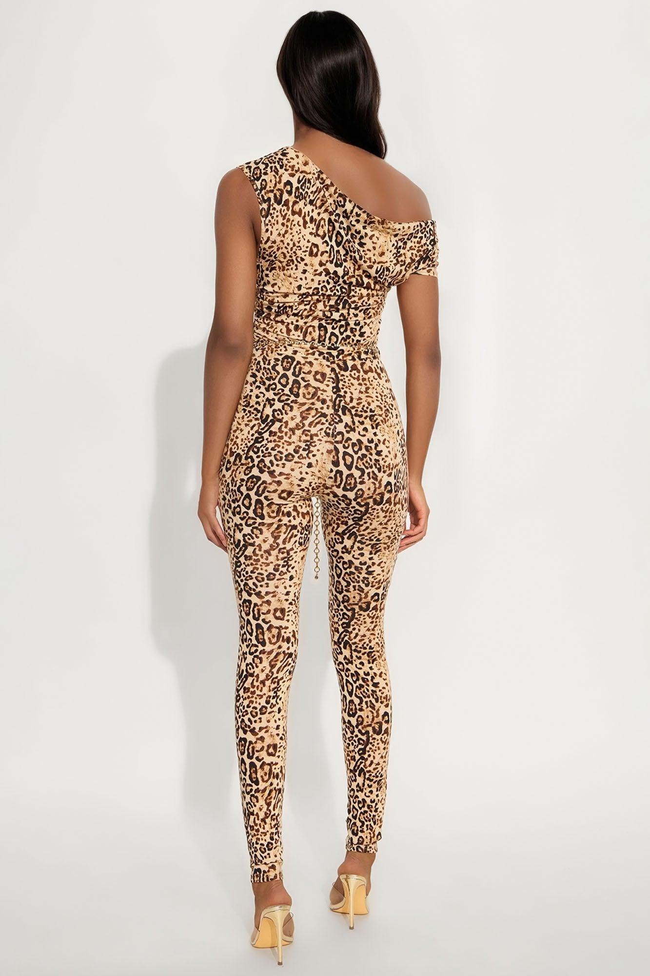 Blair Leopard Belted Jumpsuit - Brown/combo Product Image