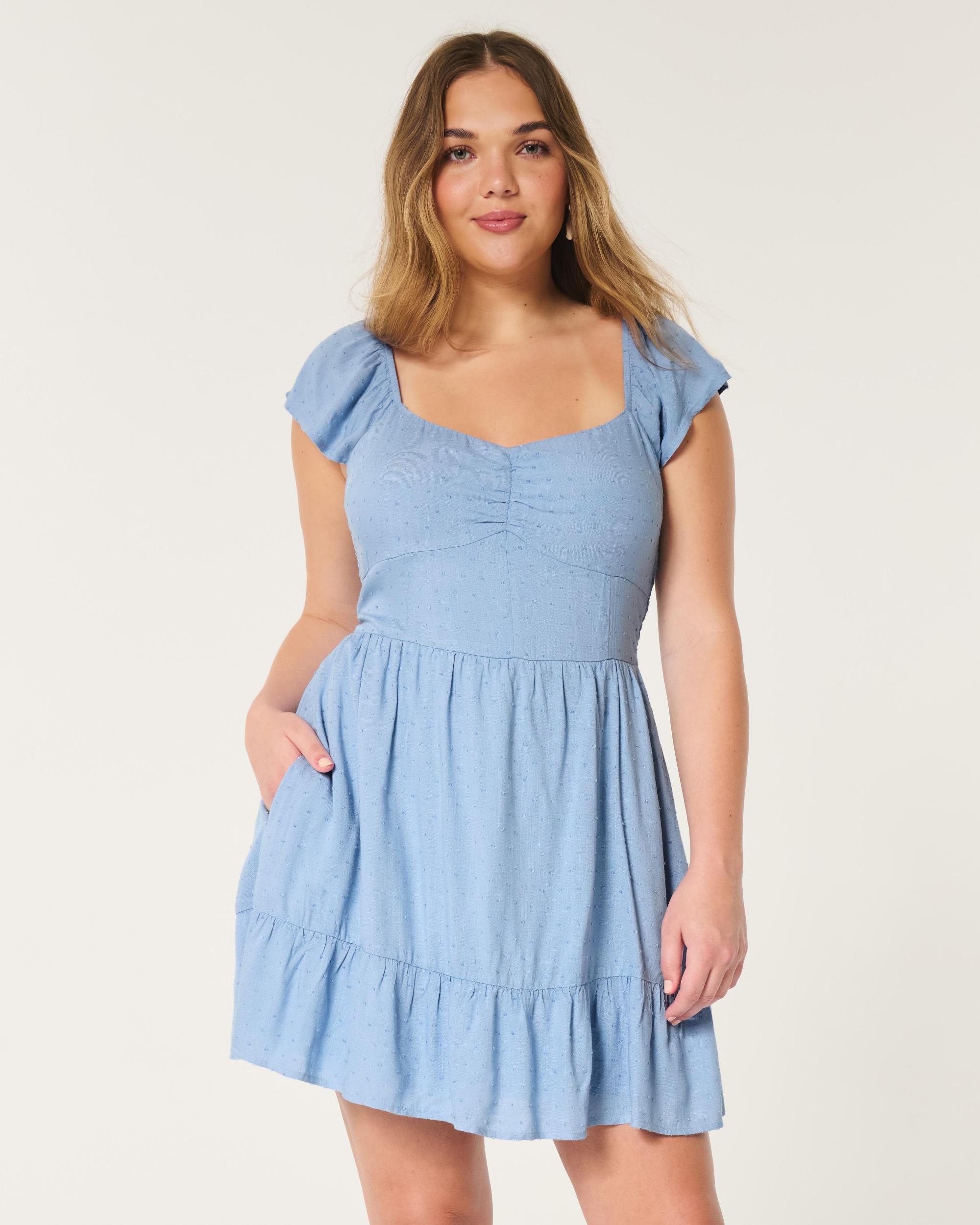 Short-Sleeve Cinch Bust Skort Dress Product Image