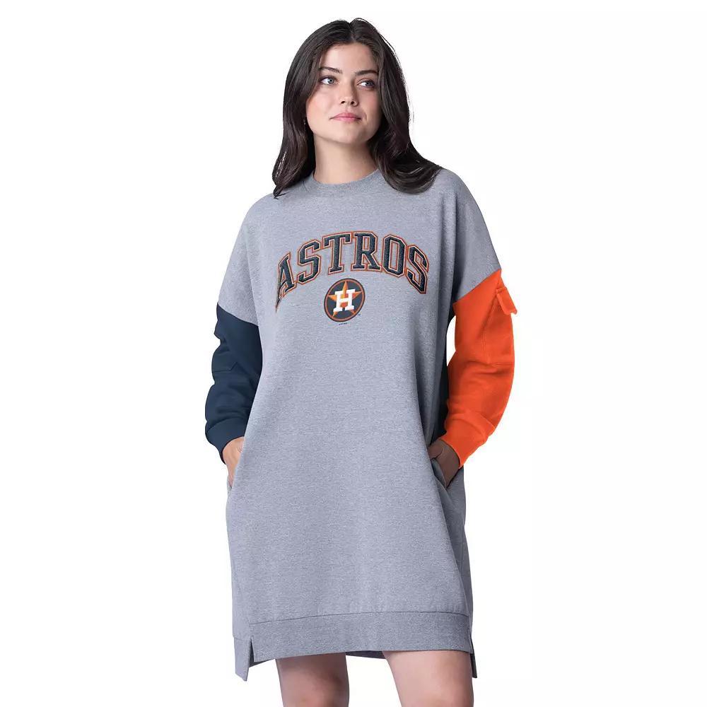 Women's G-III 4Her by Carl Banks Heather Gray Houston Astros Free Ball Long Sleeve Sneaker Dress, Size: Large, Grey Product Image