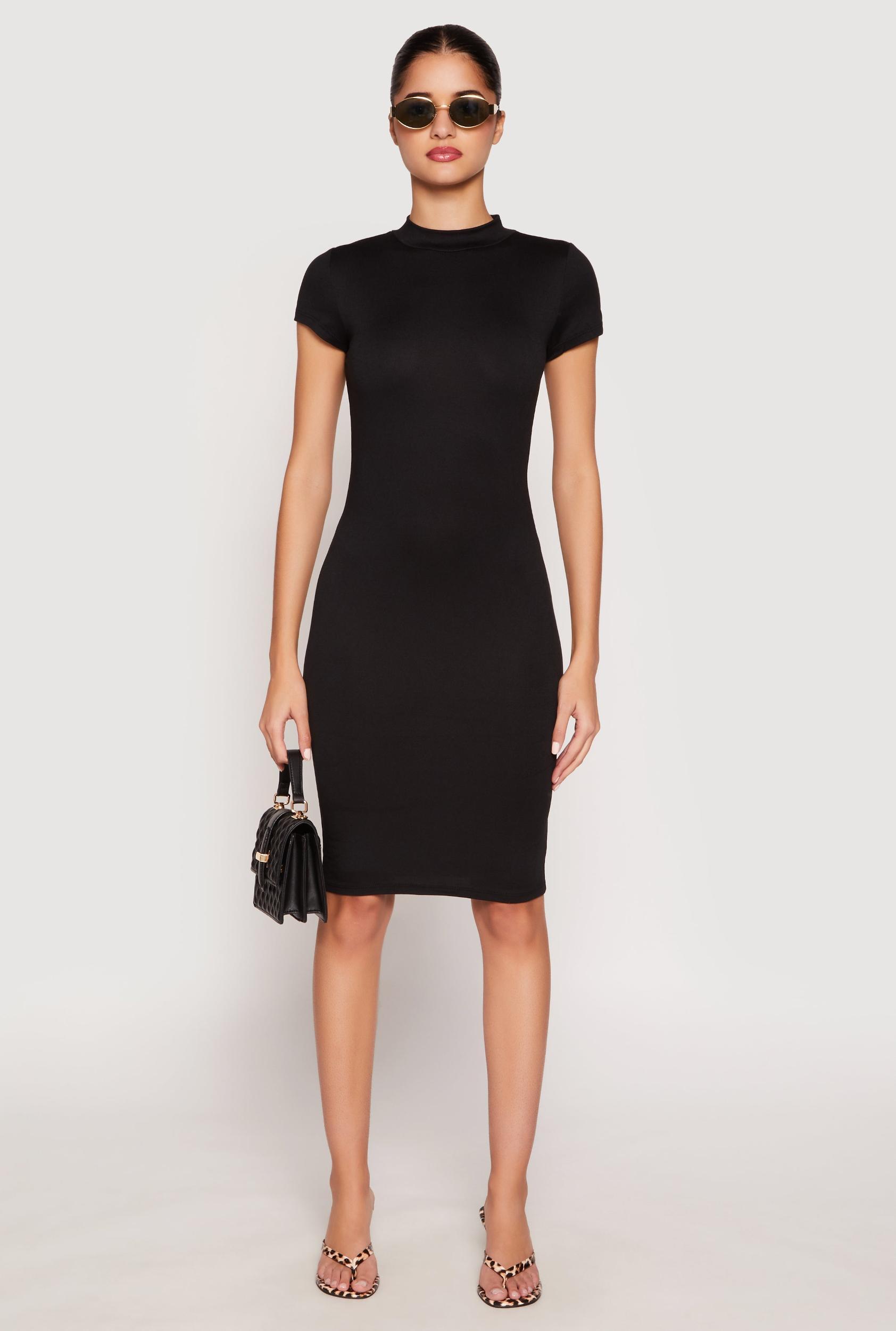 Womens Soft Knit Mock Neck Dress Product Image