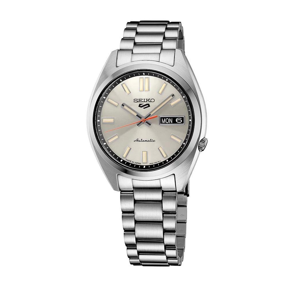 Mens Seiko 5 Sports Midsize Ivory Dial Stainless Steel Automatic Watch - SRPK91 Silver Product Image