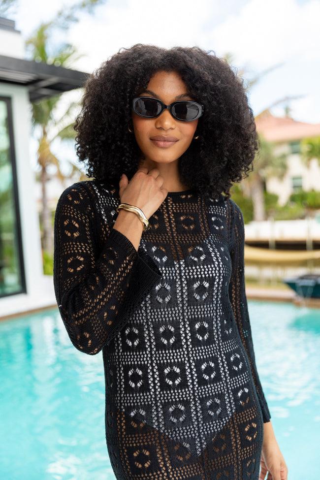 Being Shady Black Open Knit Midi Cover Up SALE Product Image