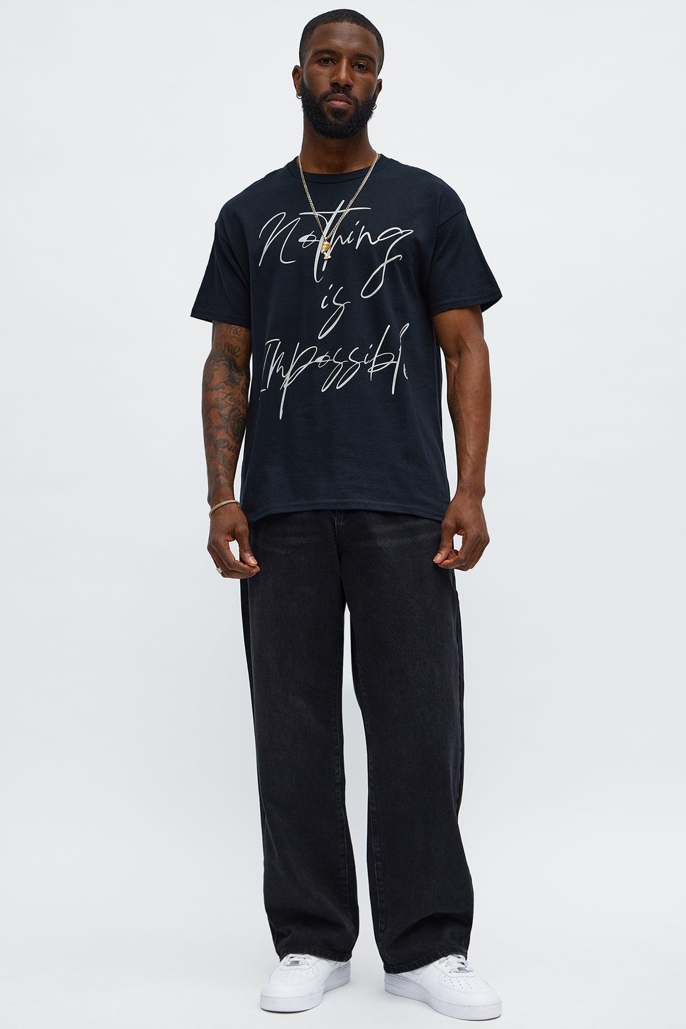 Nothing Is Impossible Oversized Short Sleeve Tee - Black Product Image
