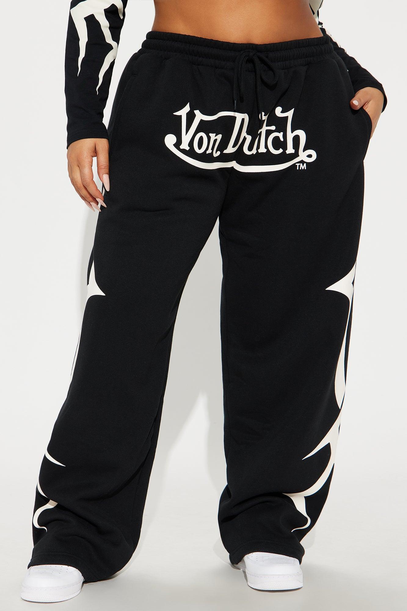 Von Dutch Trendy Wide Leg Pant - Black/White Product Image