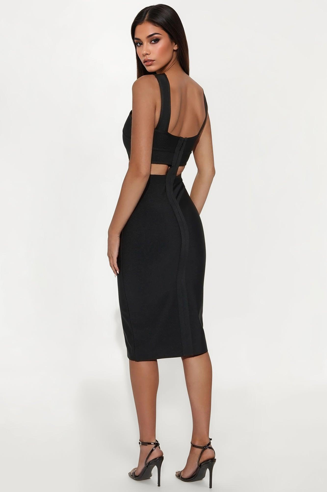 Match Maker Bandage Midi Dress - Black Product Image