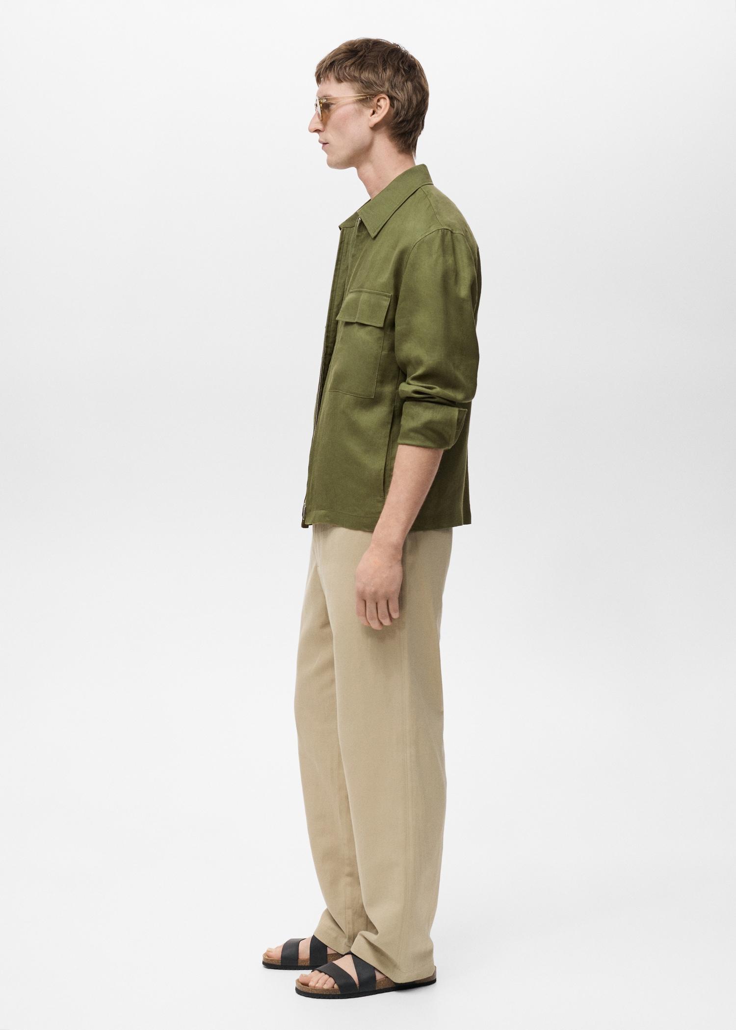 100% linen jacket with pockets - Men | MANGO USA Product Image