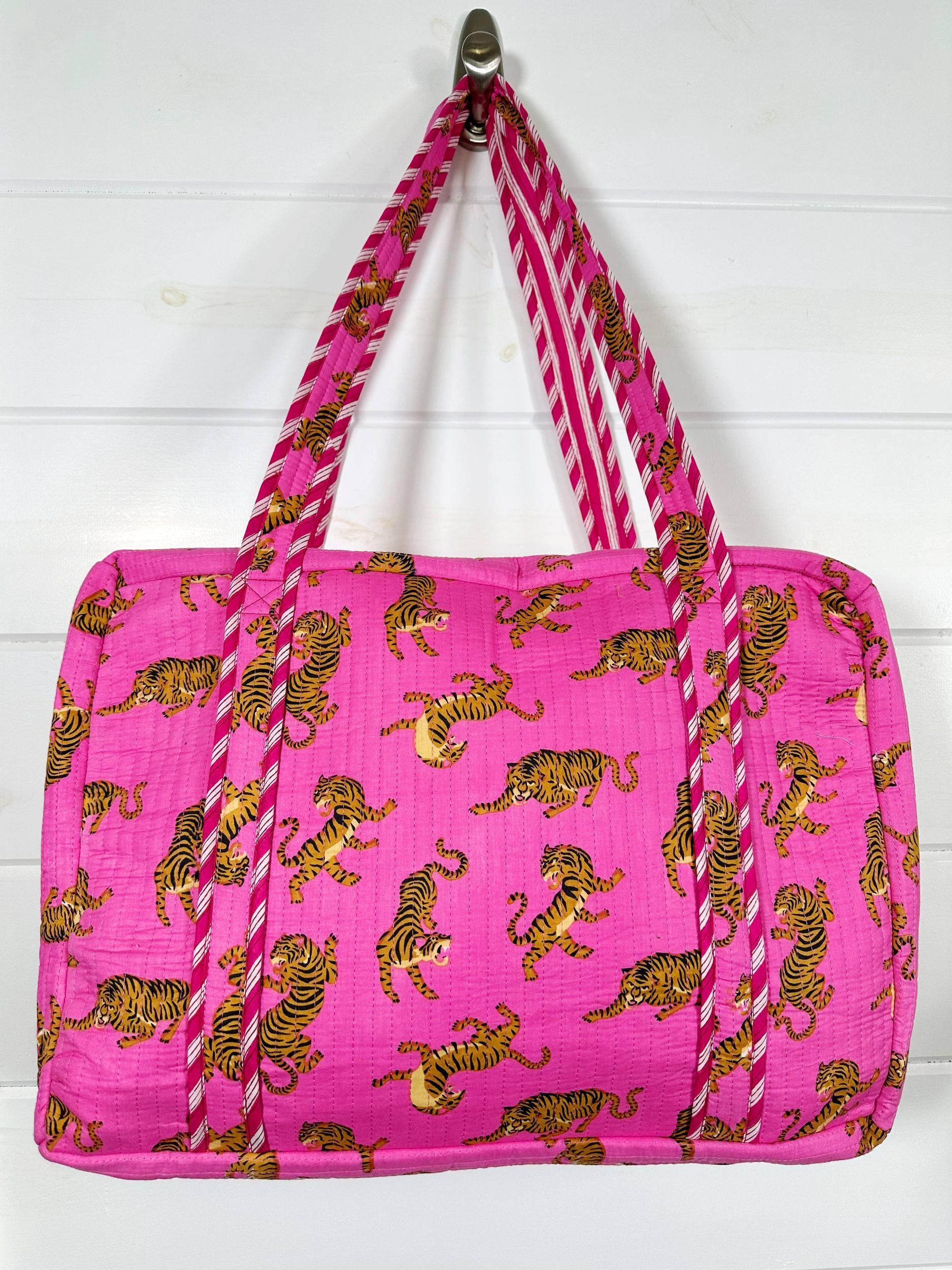 Blue and Tomato Striped Tiger Cosmetic Bag Product Image