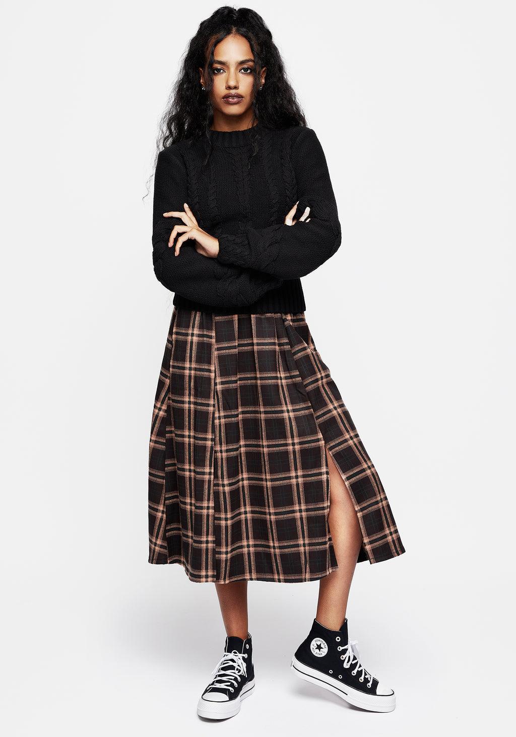 Ambrose Check Midi Skirt Product Image