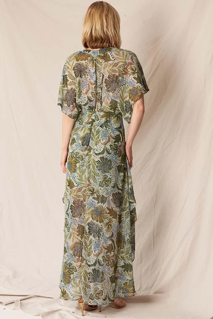 V-Neck Printed Gauze Maxi Dress Product Image