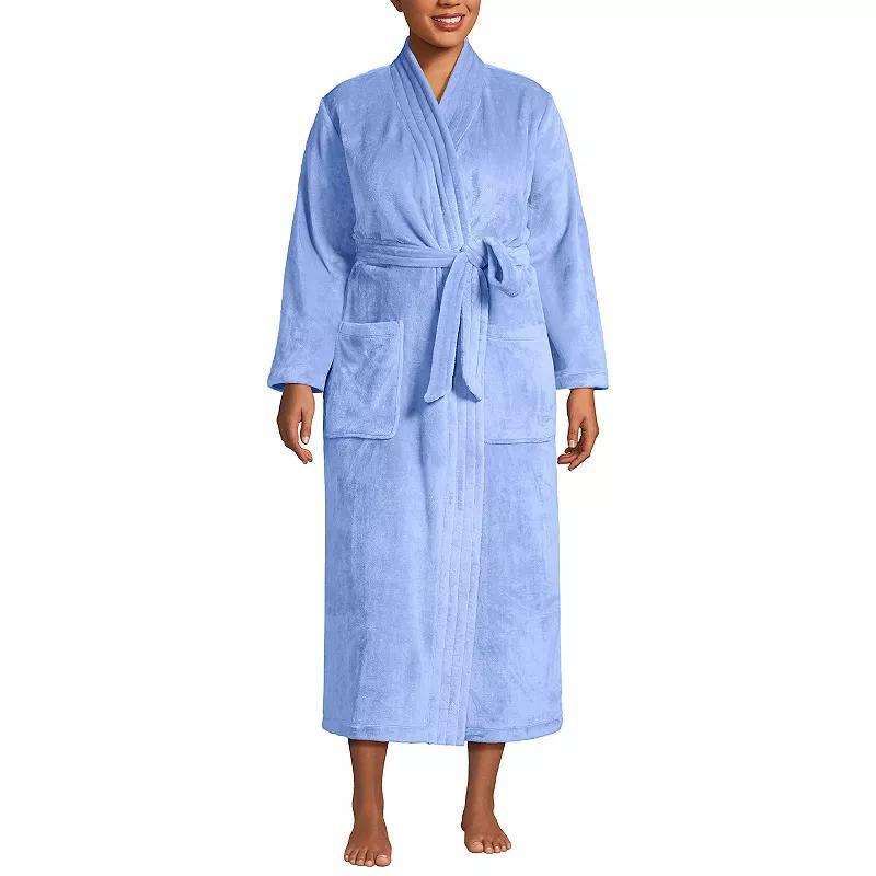 Plus Size Lands' End Women's Cozy Plush Long Wrap Robe, Size: 1XL, Ivory Product Image