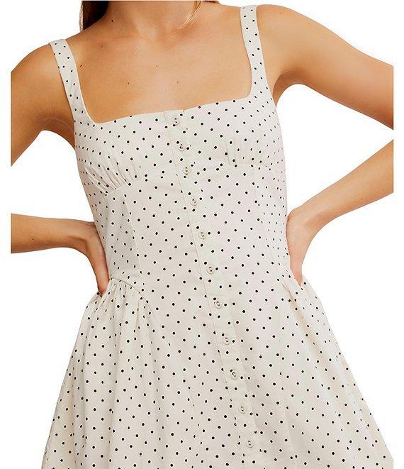 Free People Dotted Print Astrid Square Neck Sleeveless Mini Dress Product Image