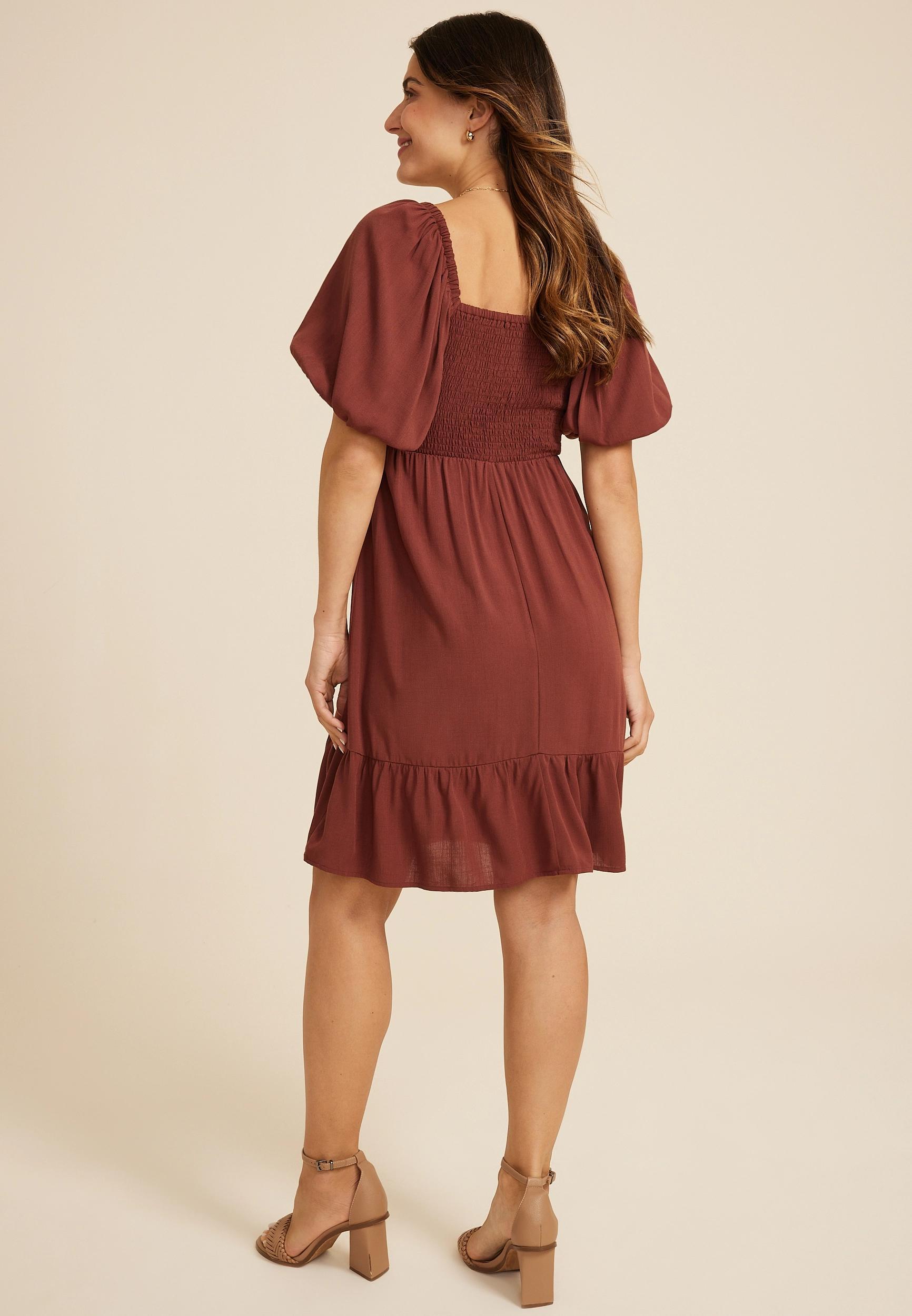 Maurices Womens Sweetheart Bubble Short Sleeve Mini Dress Brown Size X Small Product Image