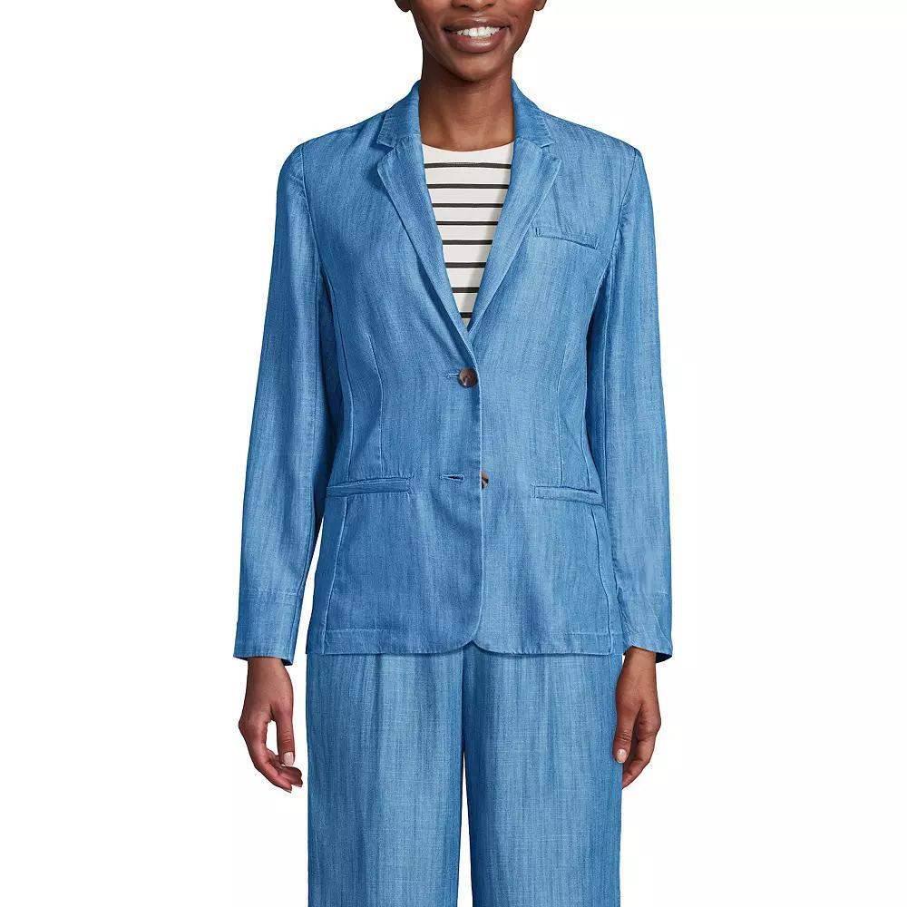 Women's Lands' End Relaxed Blazer, Size: Large, Soft Blue Product Image
