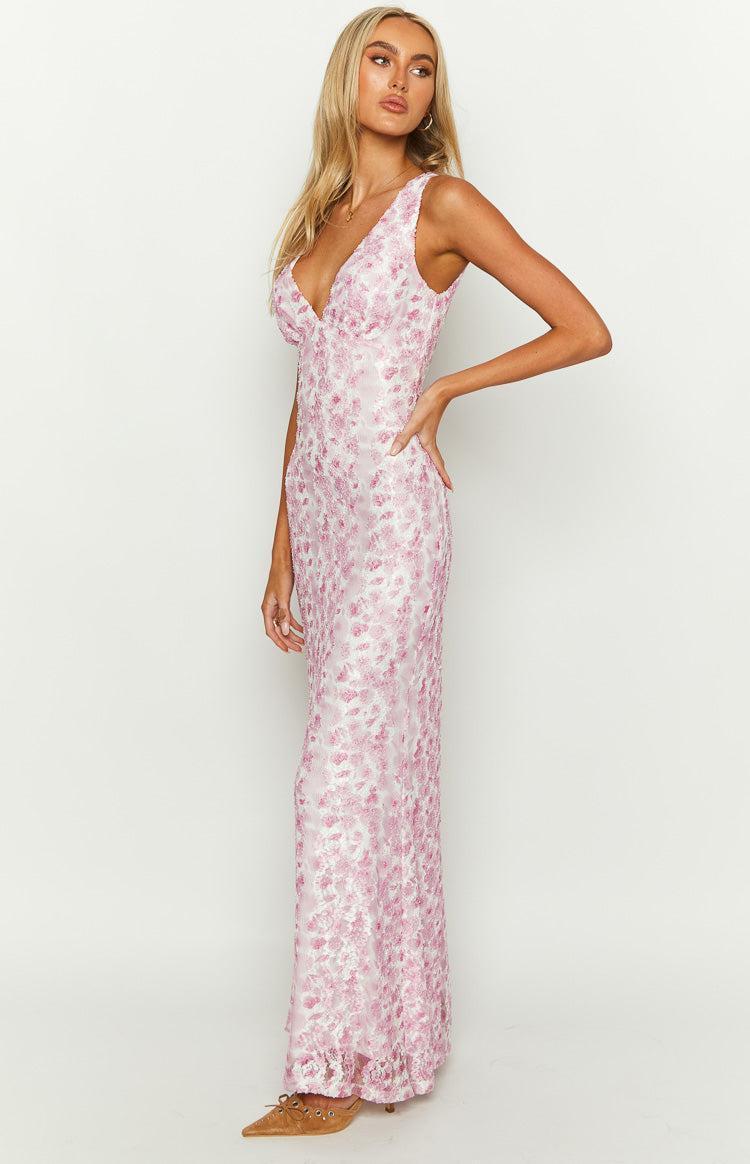 Farida Pink Lace Maxi Dress Product Image
