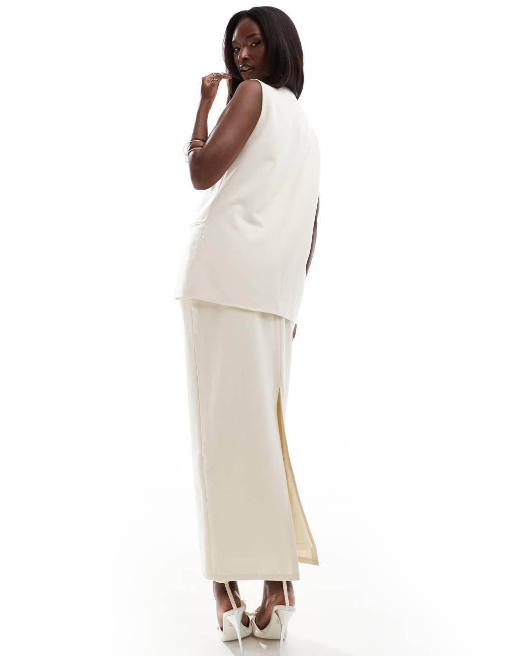 Kaiia tie waist maxi skirt in stone - part of a set Product Image