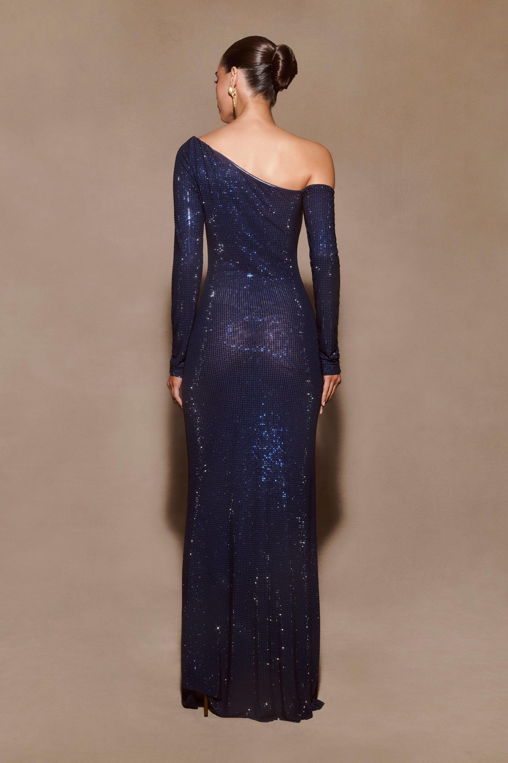 Nash Diamante Off Shoulder Maxi Dress - Navy Product Image