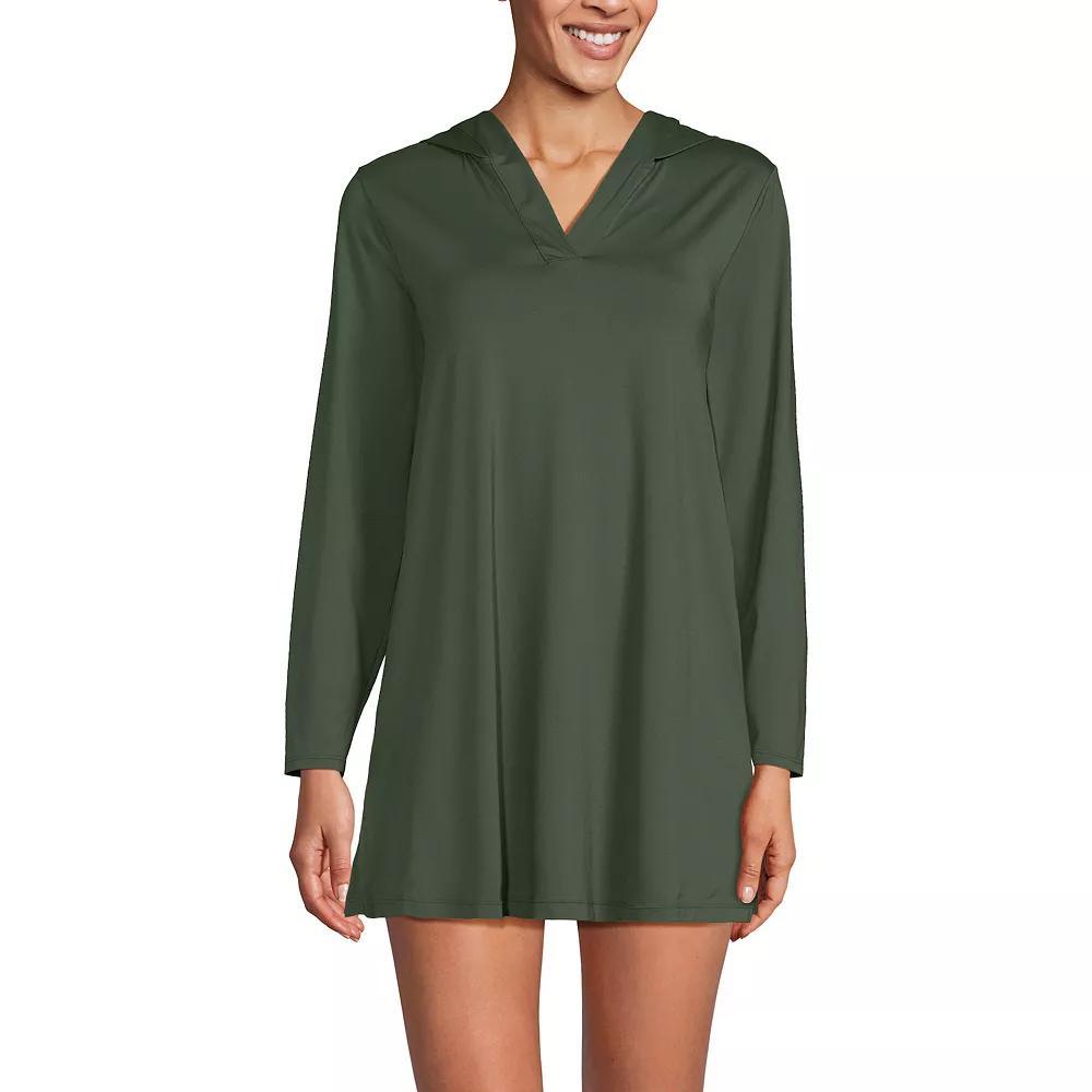 Women's Lands' End Hooded Mini Swim Cover-Up Dress UPF 50, Size: XS, Rich Olive Green Product Image