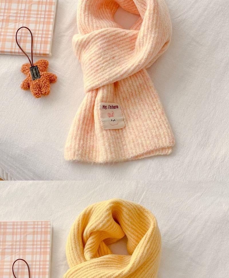 Rabbit Print Applique Ribbed Knit Scarf Product Image