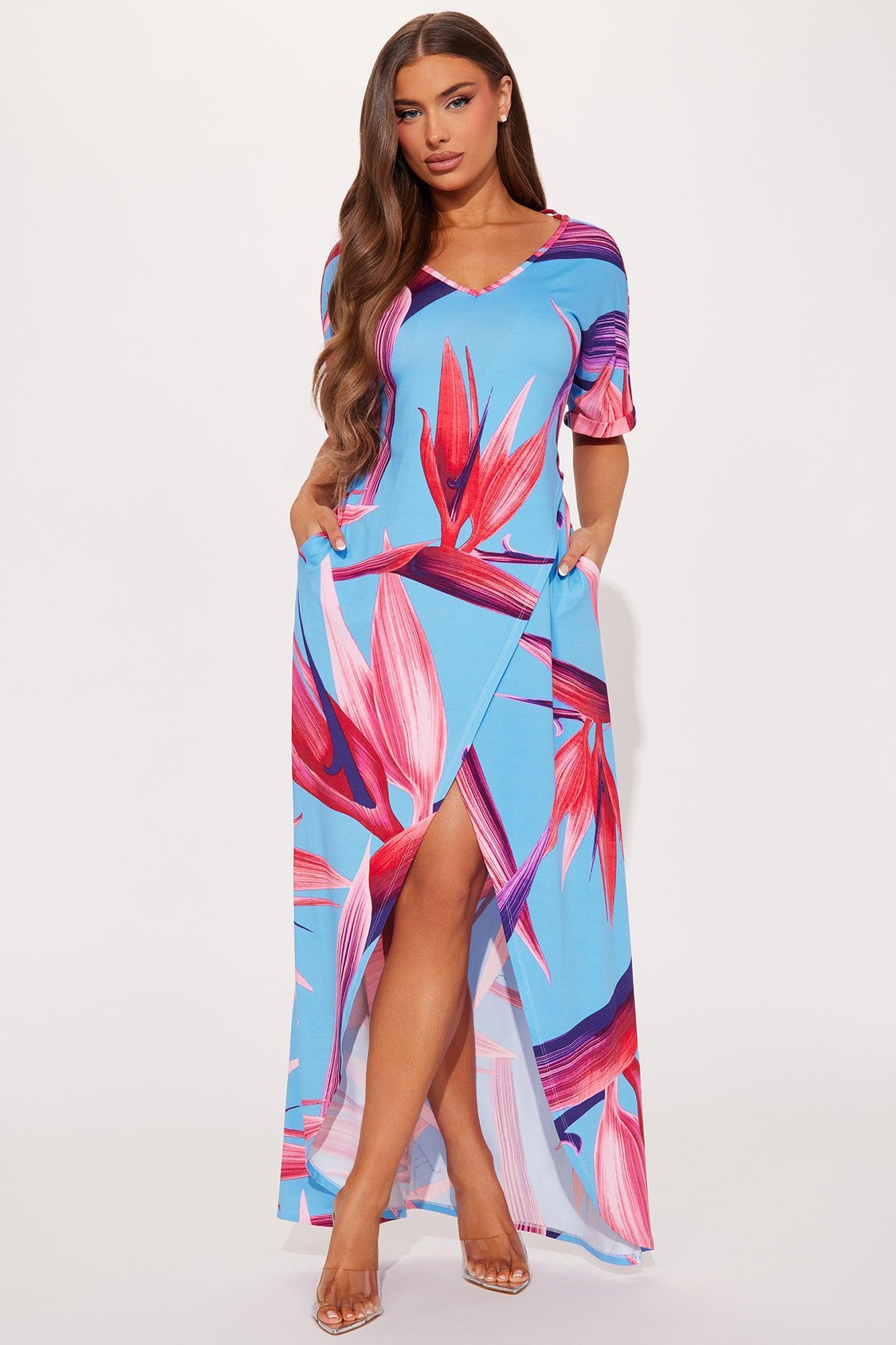 Analia Kaftan Maxi Dress - Blue/combo Product Image