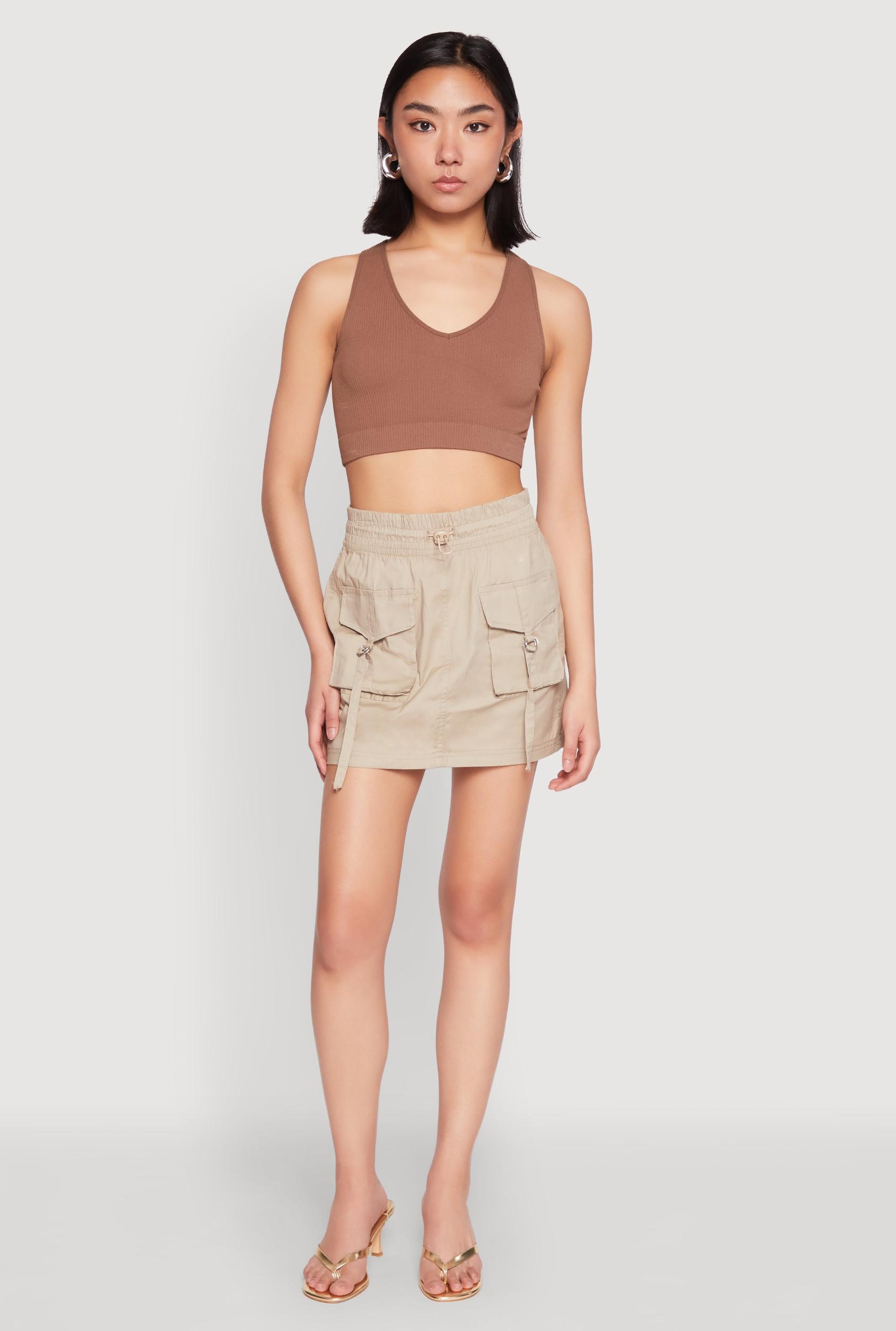 Womens Toggle Drawstring Mini Cargo Skirt Product Image