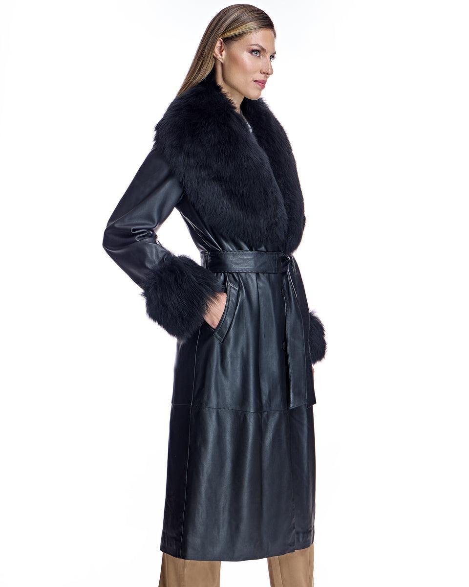 Belted Leather Trench with Toscana Lamb Trim Product Image
