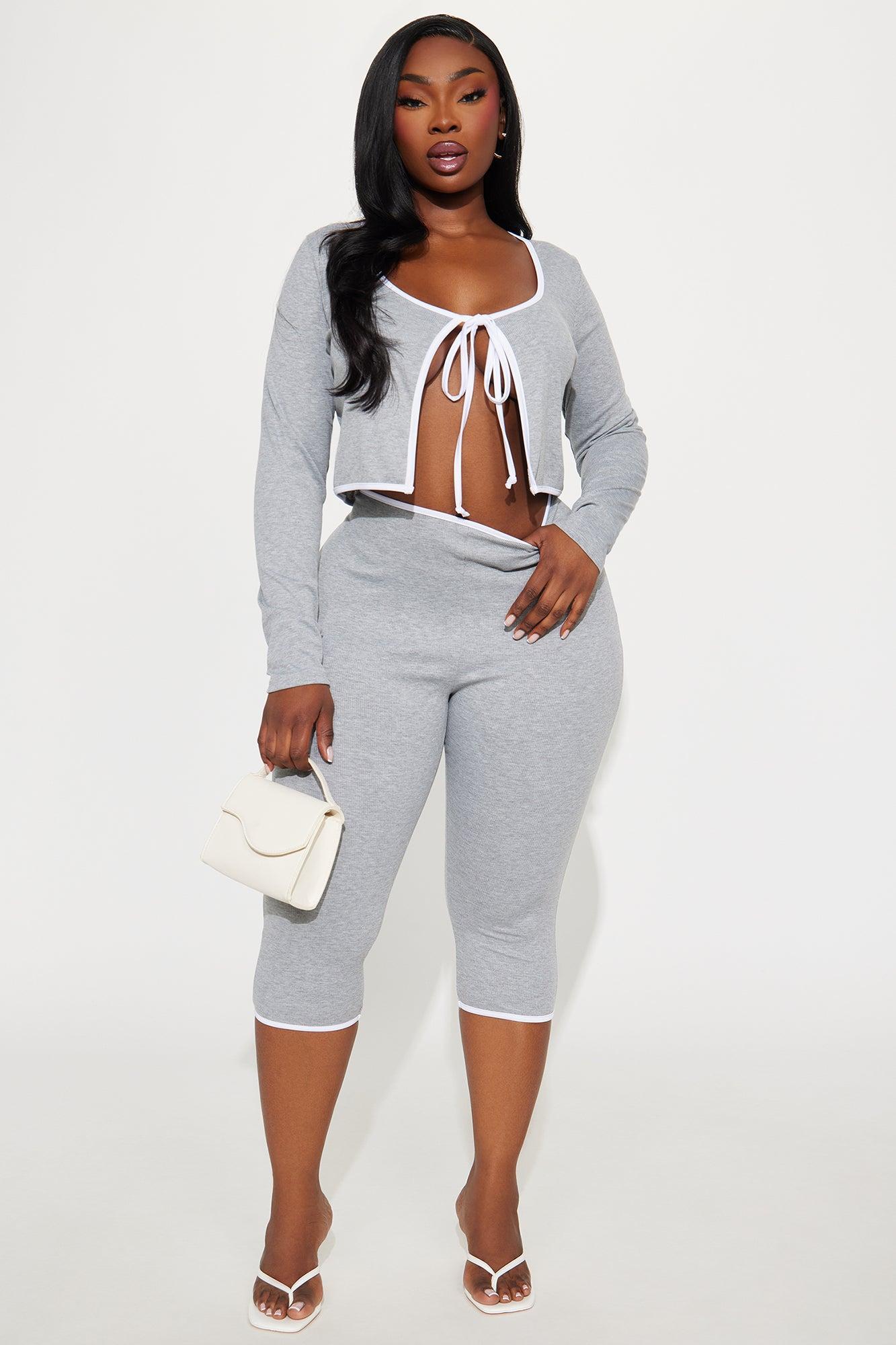 Camille Capri Pant Set - Heather Grey Product Image