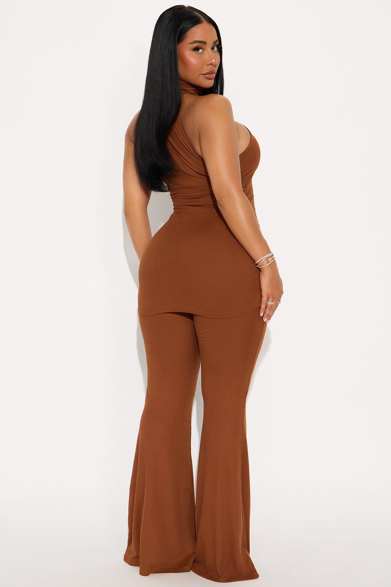 Sarina Ribbed Sleeveless Pant Set - Mocha Product Image