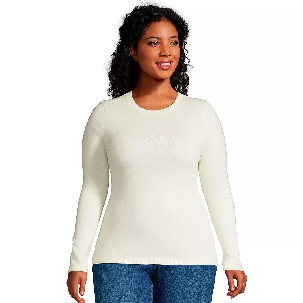 Plus Size Lands' End Crewneck Cashmere Sweater, Women's, Size: 1XL, Green Donegal Product Image