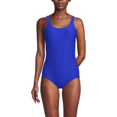 Women's Lands' End Scoop Neck Tugless One-Piece Swimsuit, Size: 2, Electric Blue Product Image
