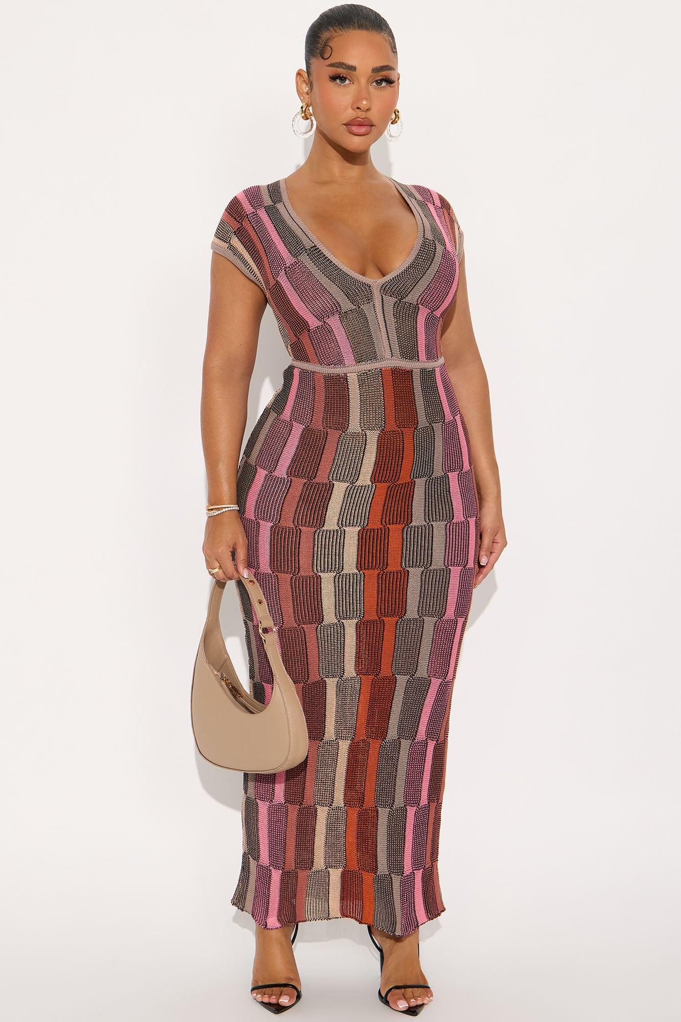 Sia Knit Maxi Dress - Mauve/combo Female Product Image