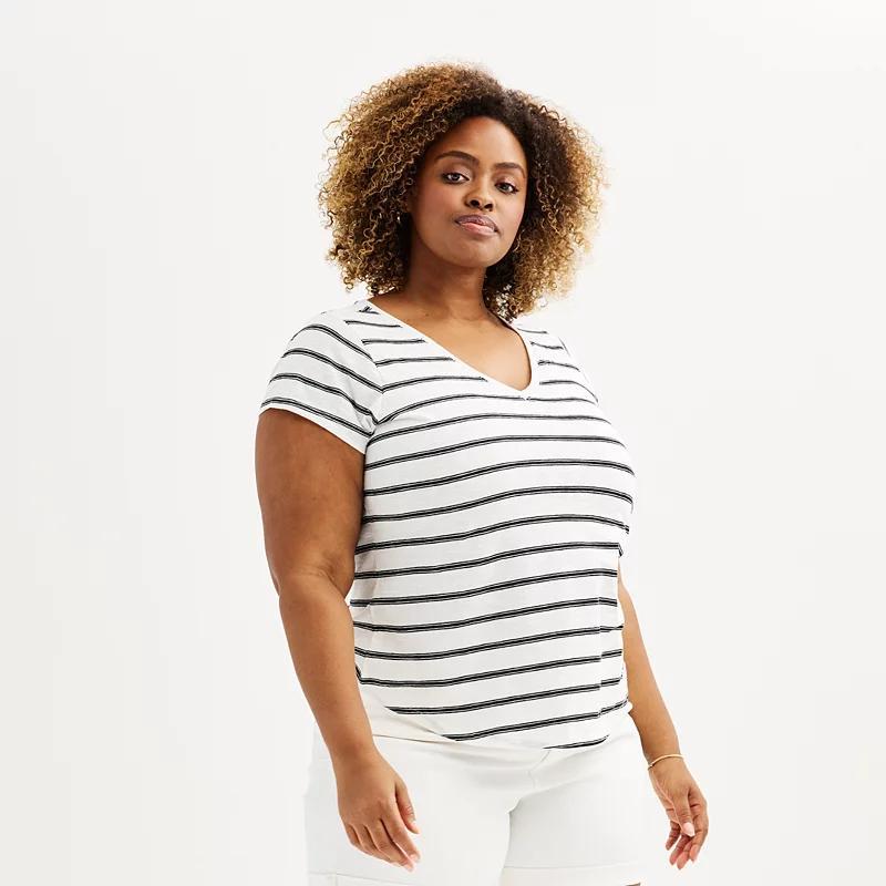 Plus Size Sonoma Goods For Life® Everyday V-Neck T-Shirt, Women's, Size: 2XL, Vital White Product Image