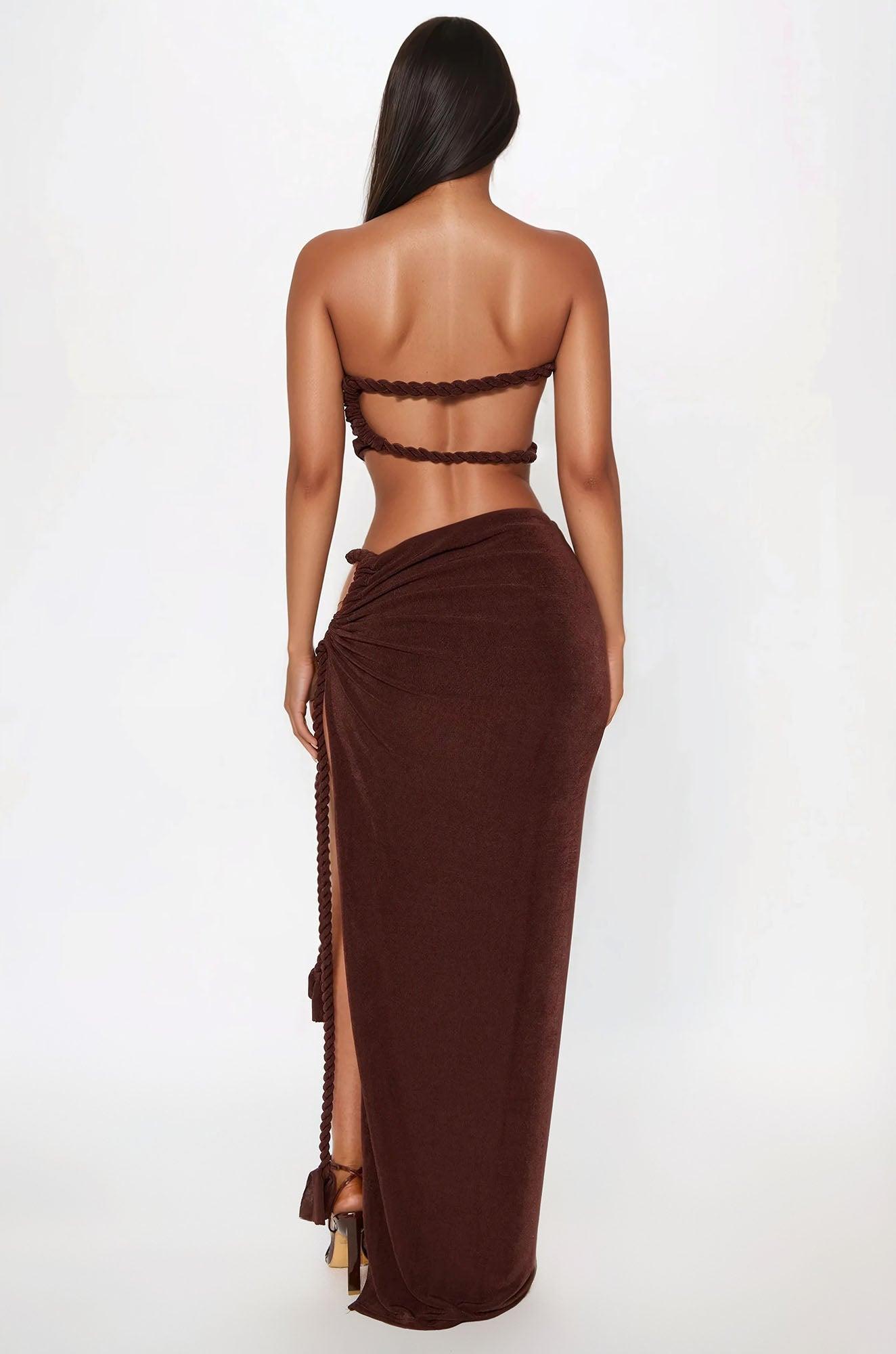 Ariela Maxi Skirt Set - Brown Product Image
