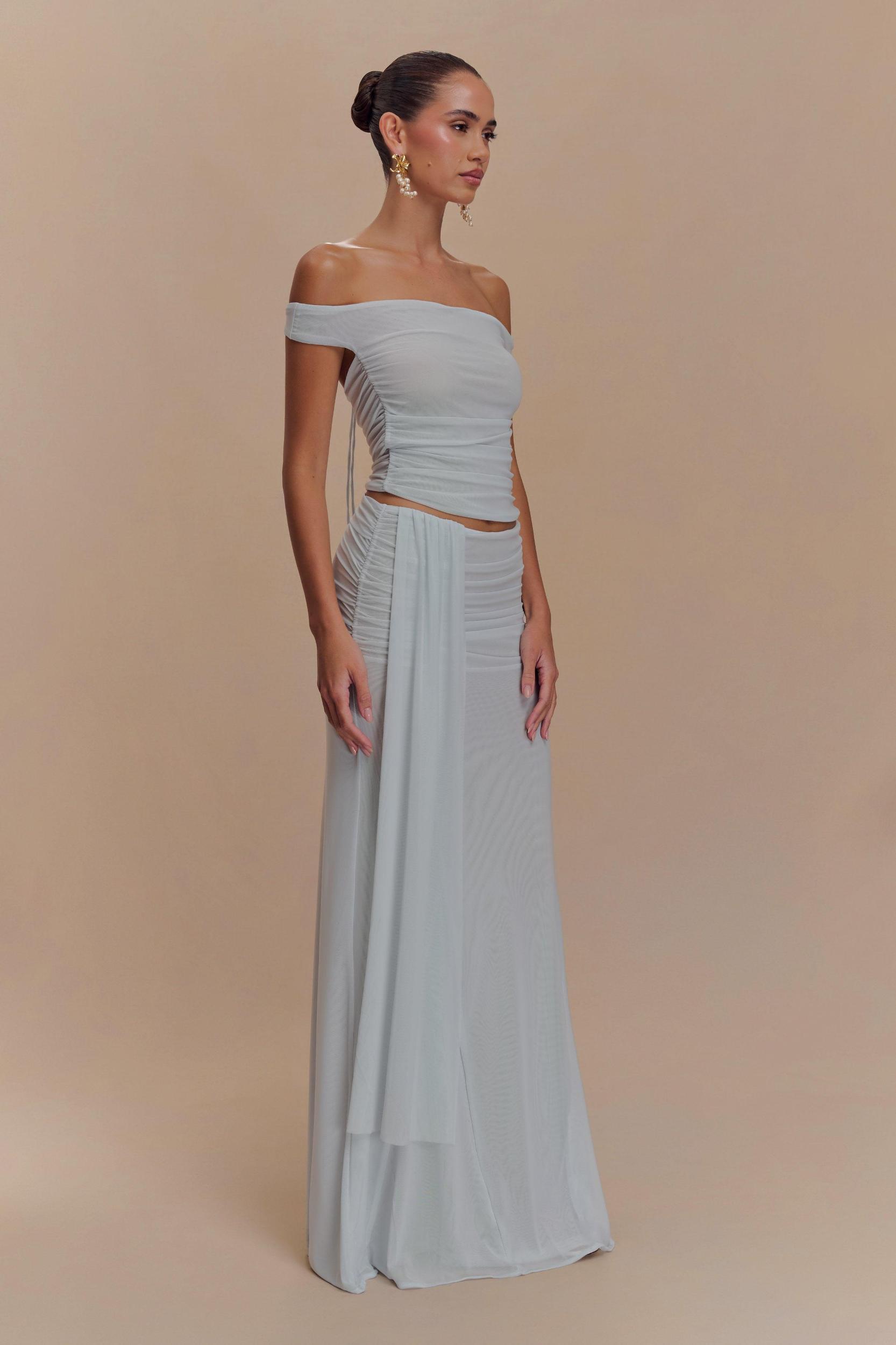 Brooklyn Mesh Crop Top - Pale Blue Product Image