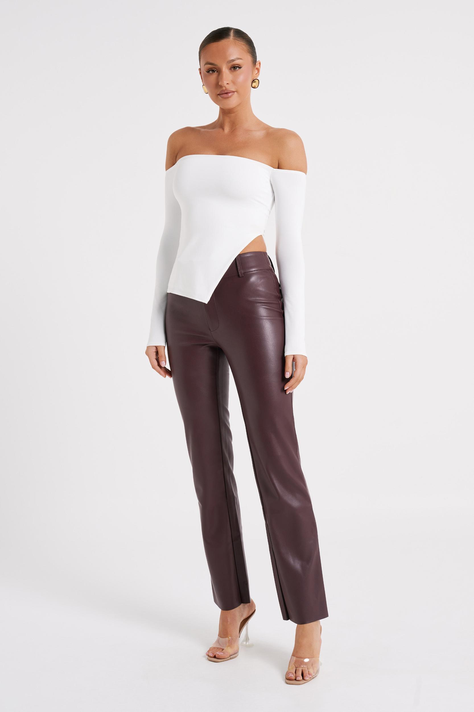 Laurette Faux Leather Straight Leg Pant - Dark Chocolate Product Image