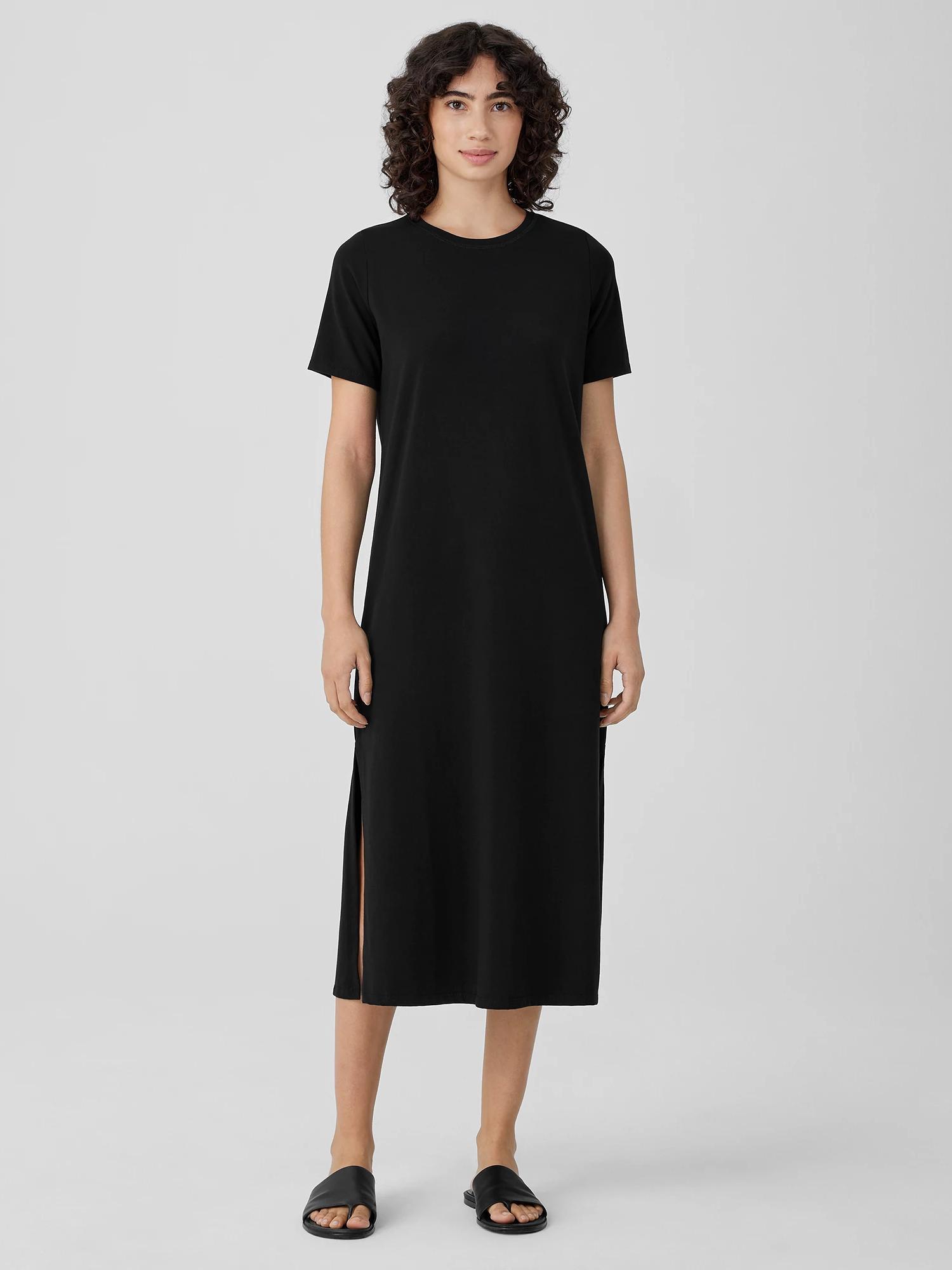 Pima Cotton Stretch Jersey Crew Neck Dress Product Image